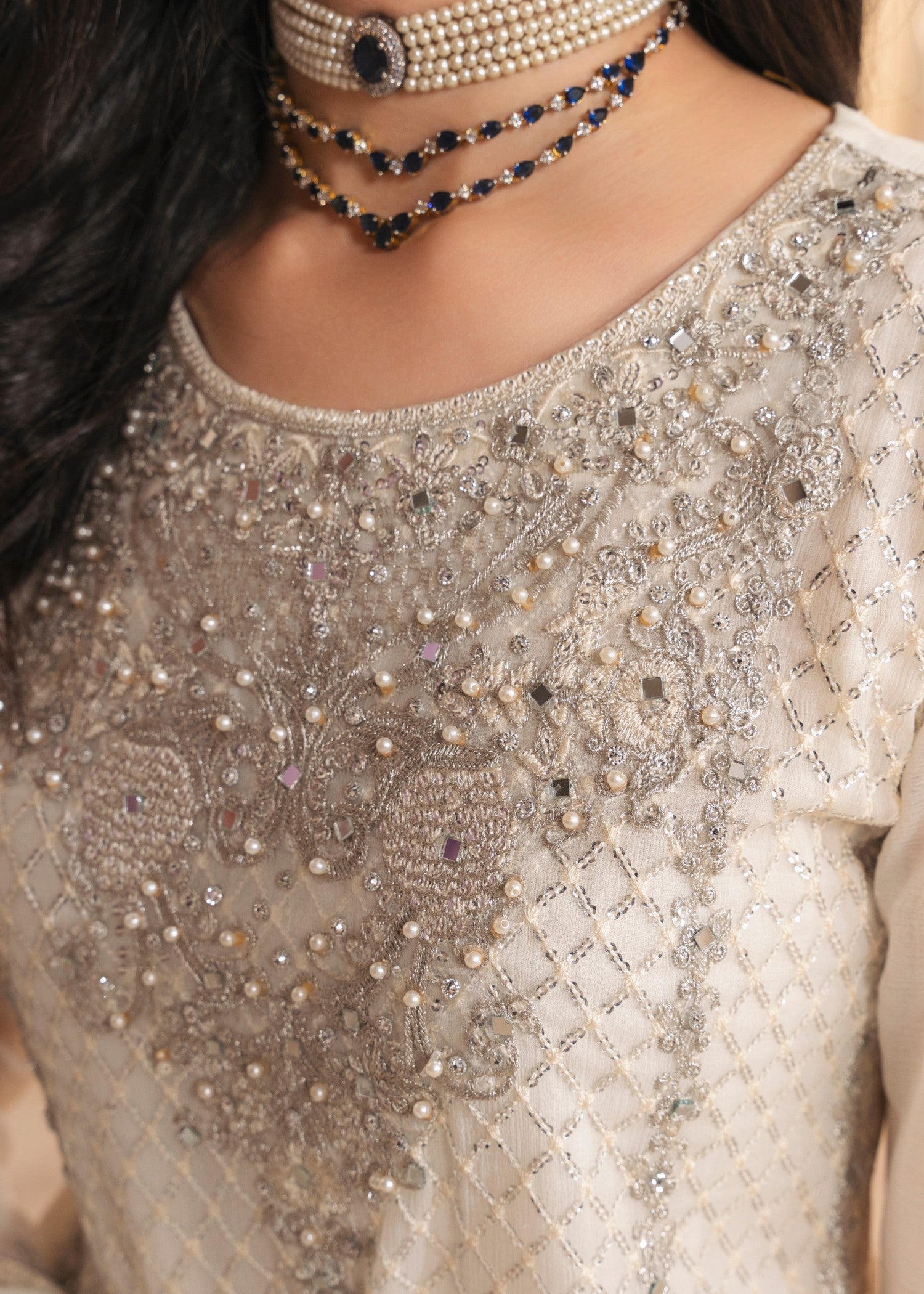 chiffon Sharara in Off-white