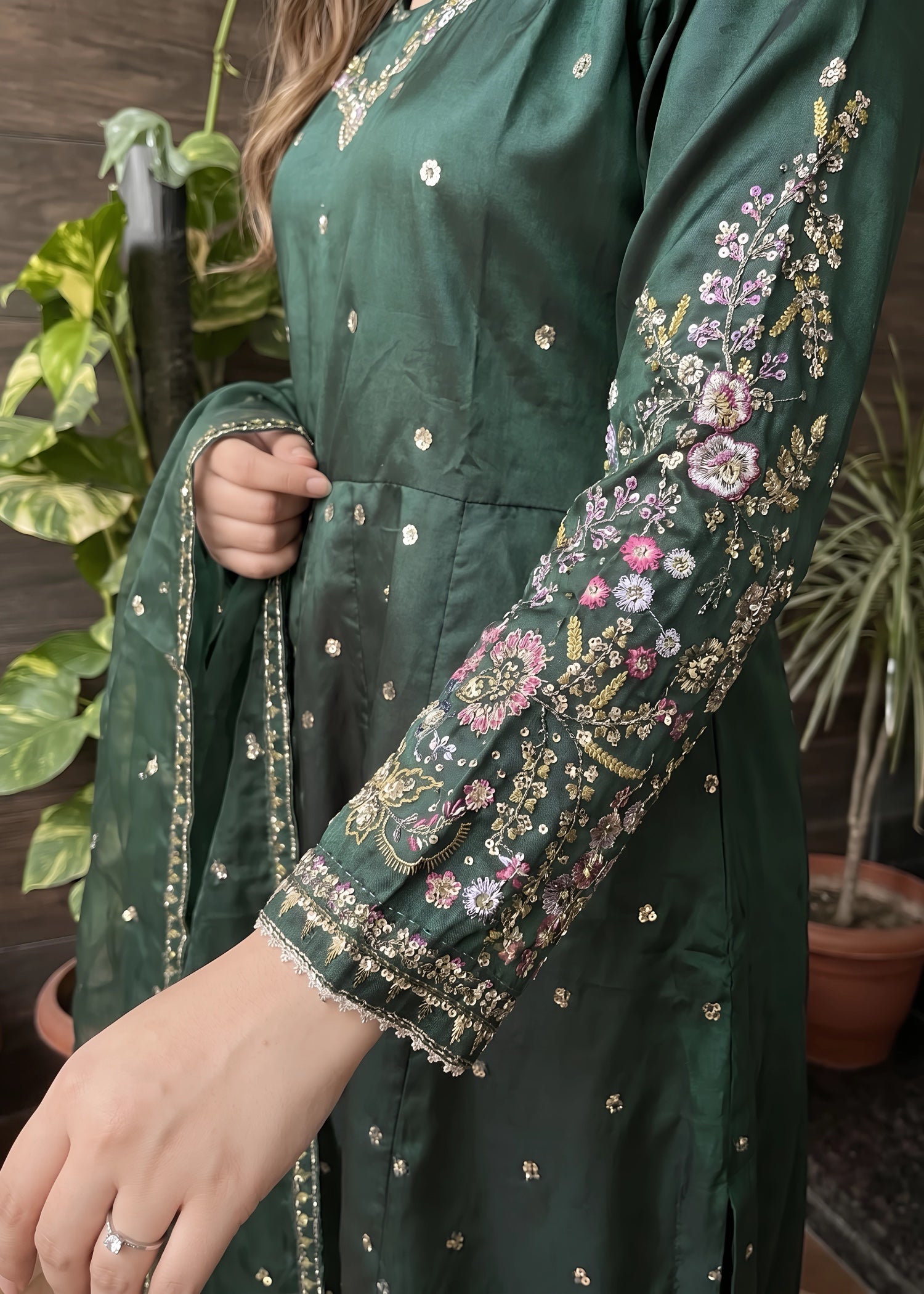 silk Maxi in Dark green
