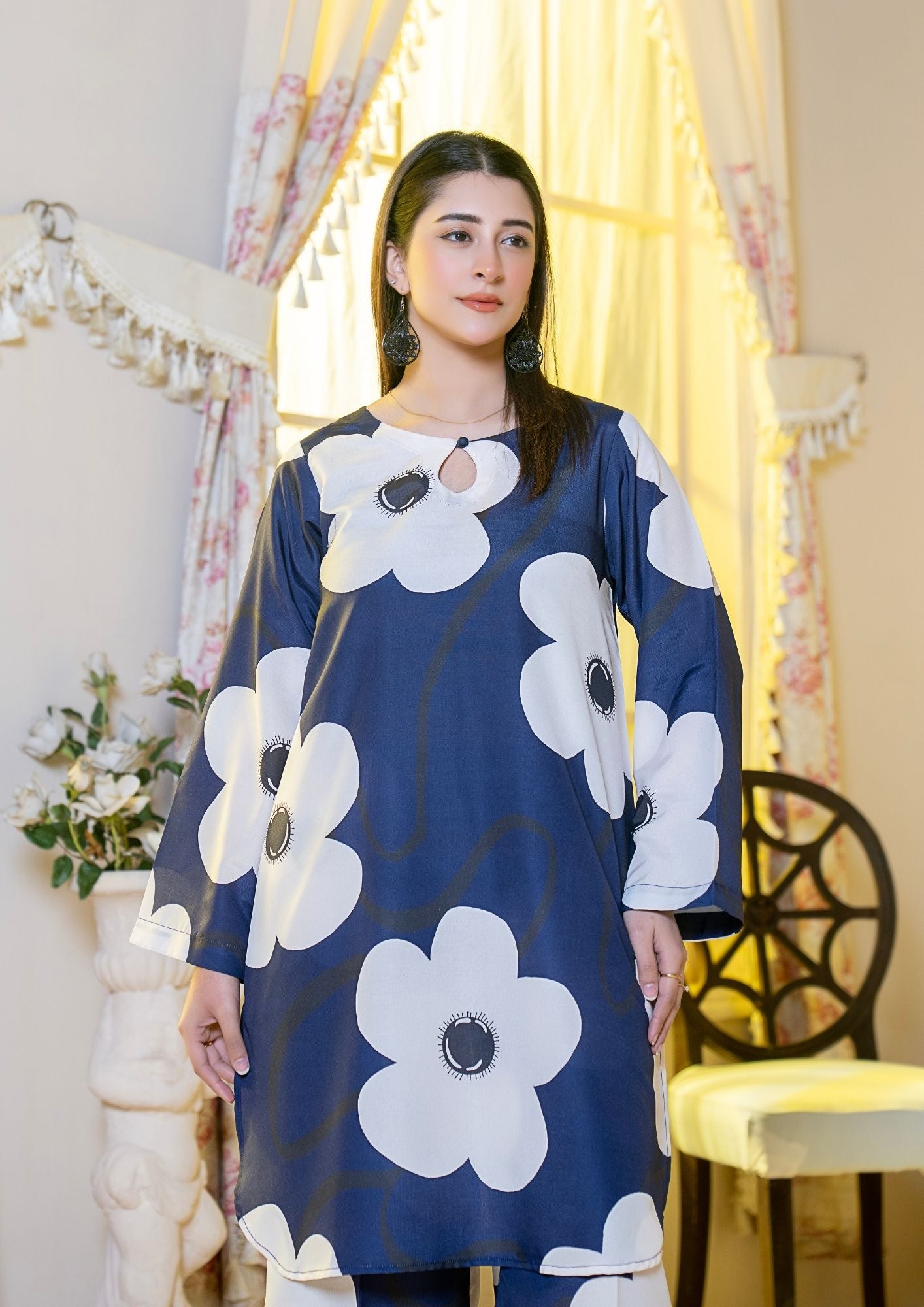 arabic lawn Co Ord Sets in Dark blue