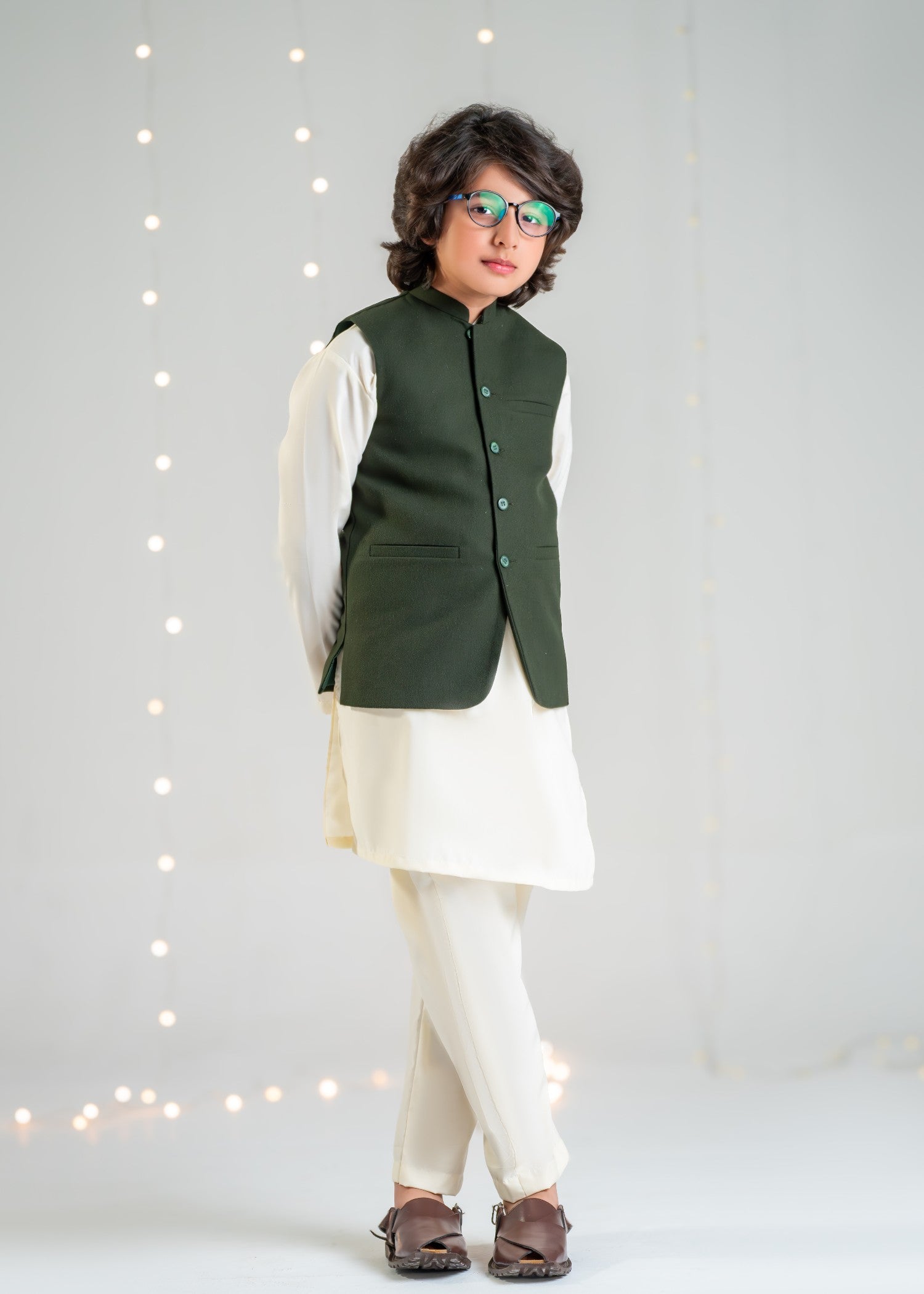 cotton Waistcoat in Forest green