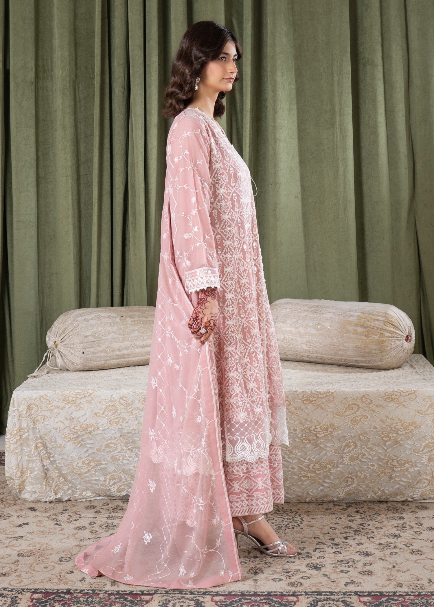 bemberg crinkle chiffon Maxi in Pink