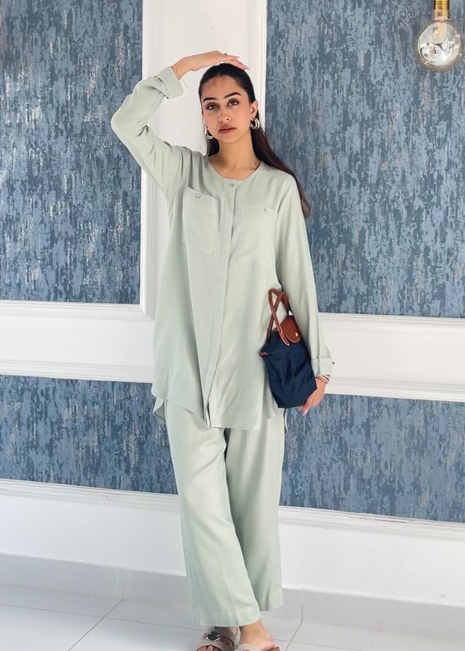 poly modal Co ord Sets in Mint green