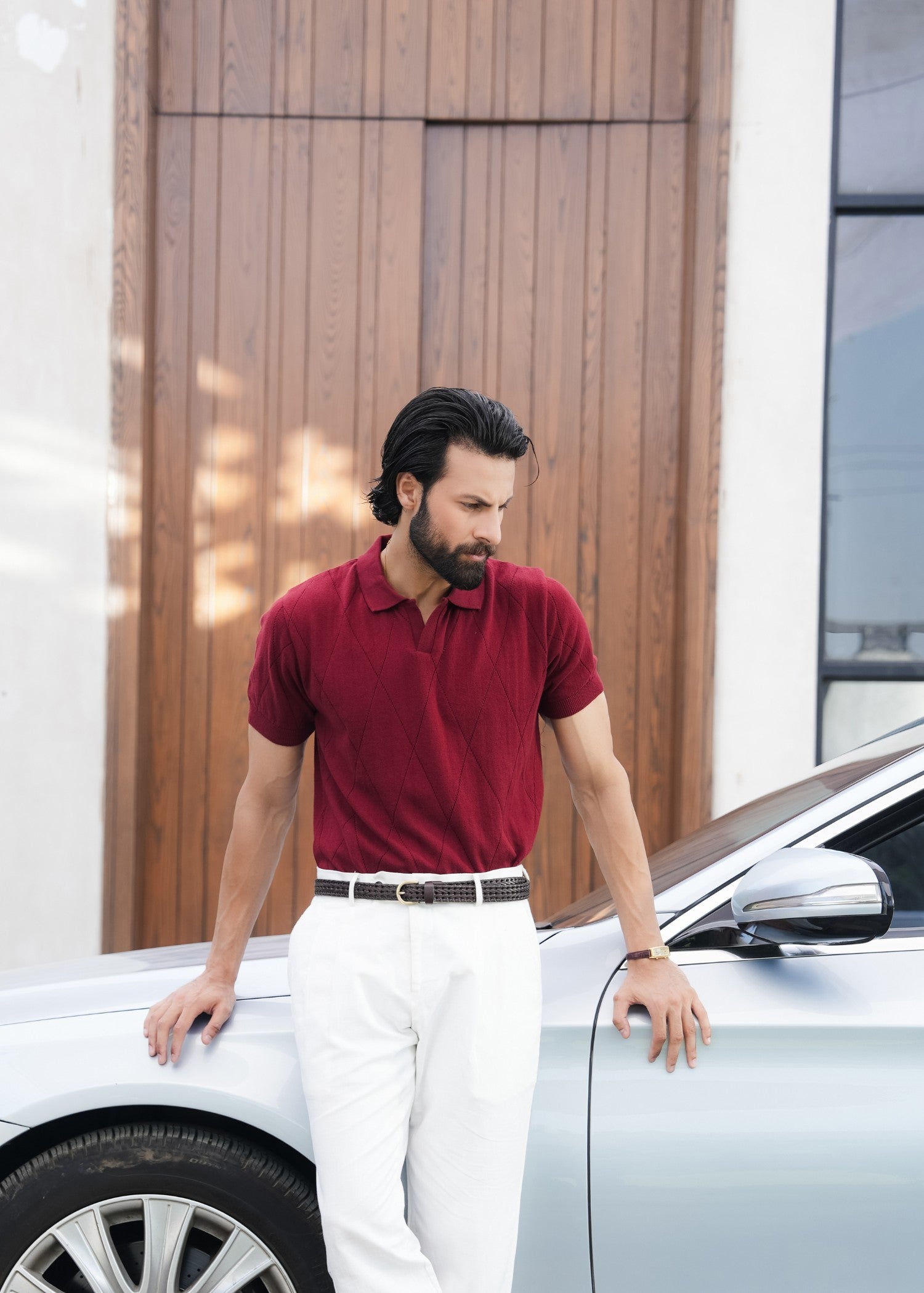 cotton Polo Shirt in Cherry red