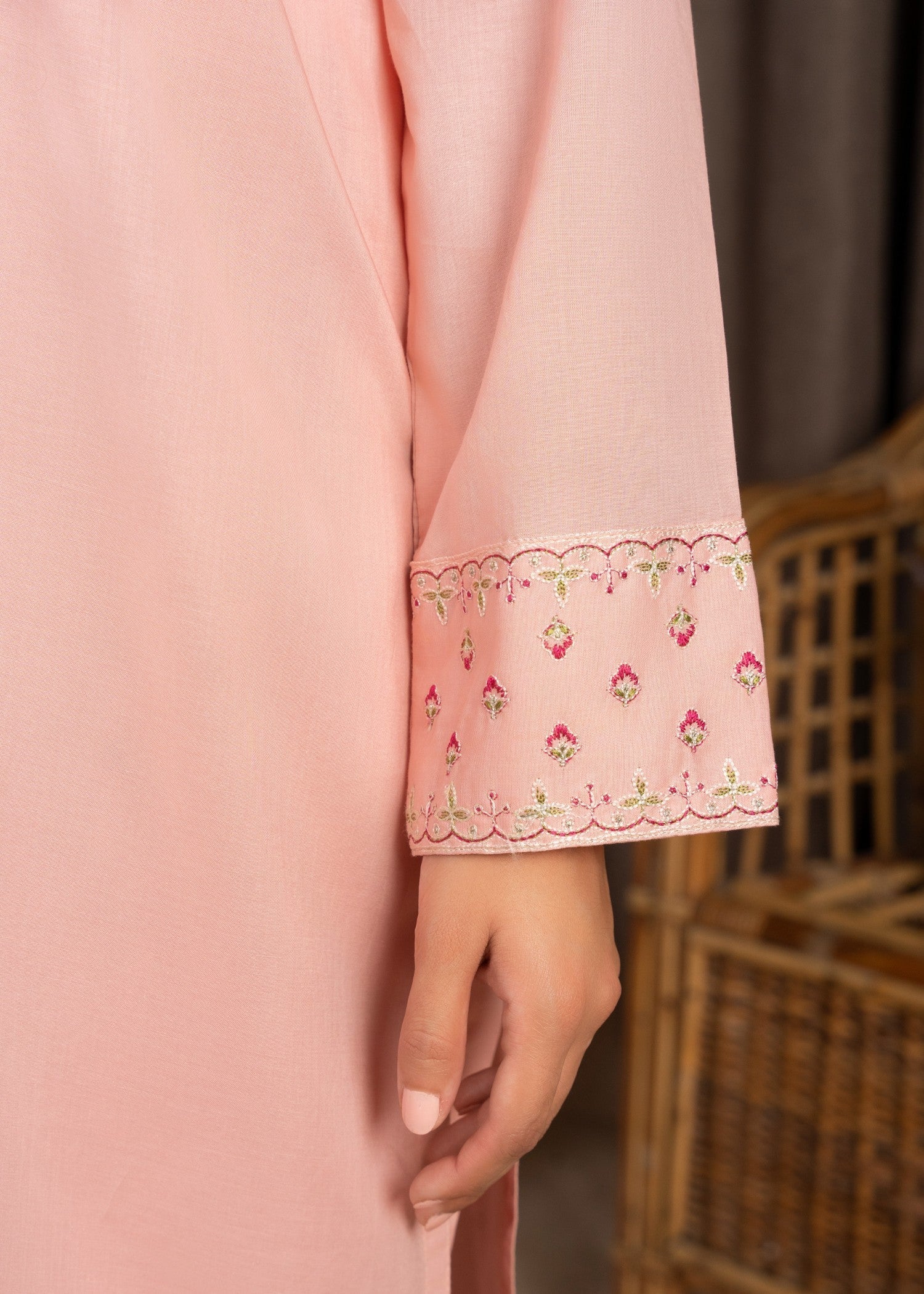 linen Kurta Set in Pink