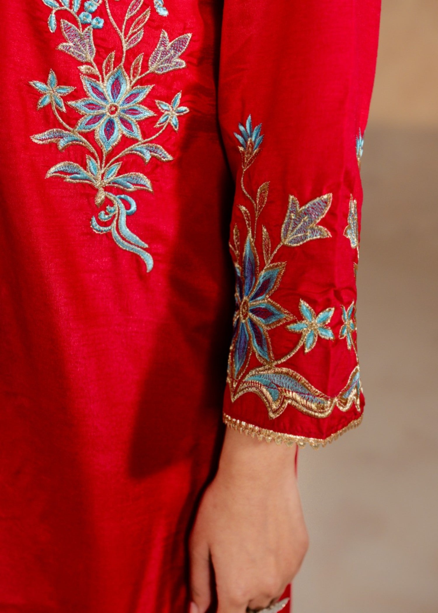 medium silk Kurta Set in Raspberry pink