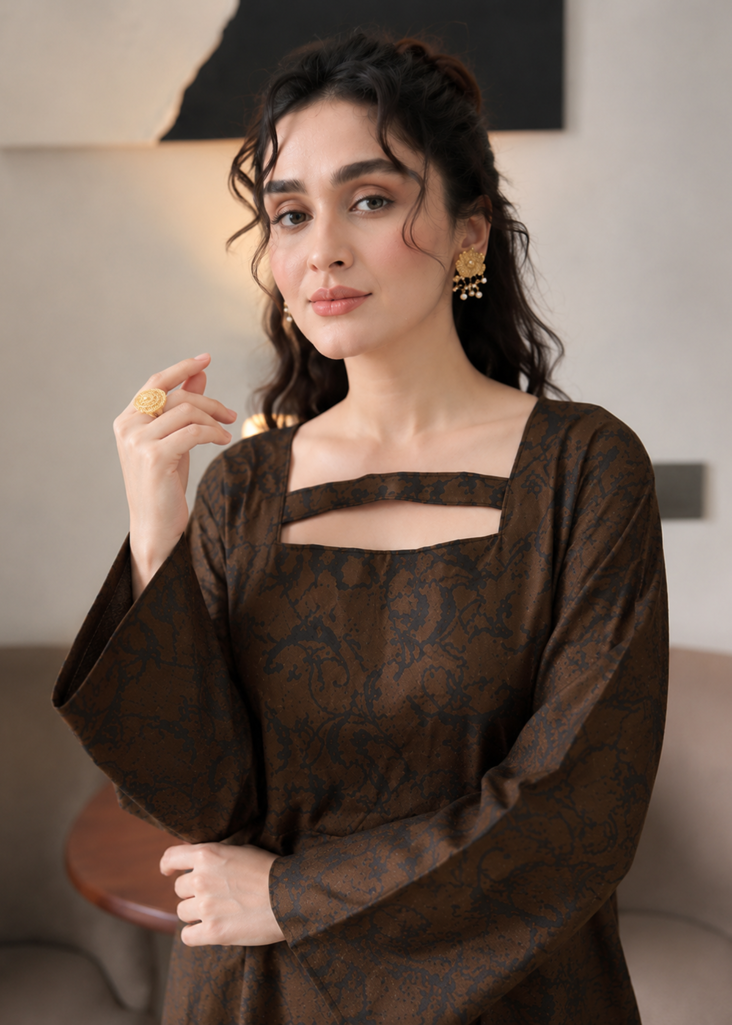 kattan silk Maxi in Espresso brown