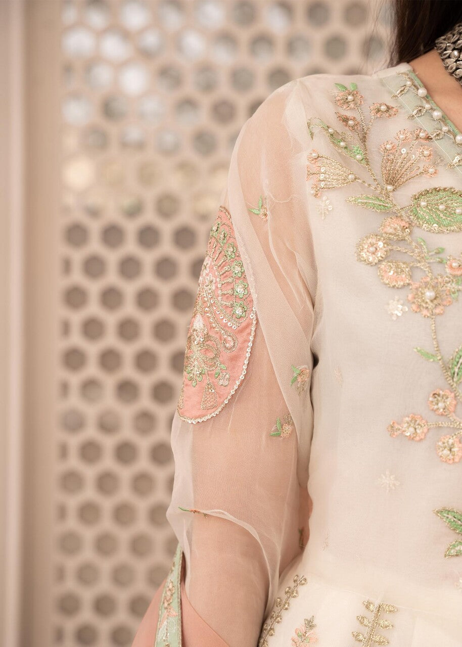 organza Angrakha in Off-white