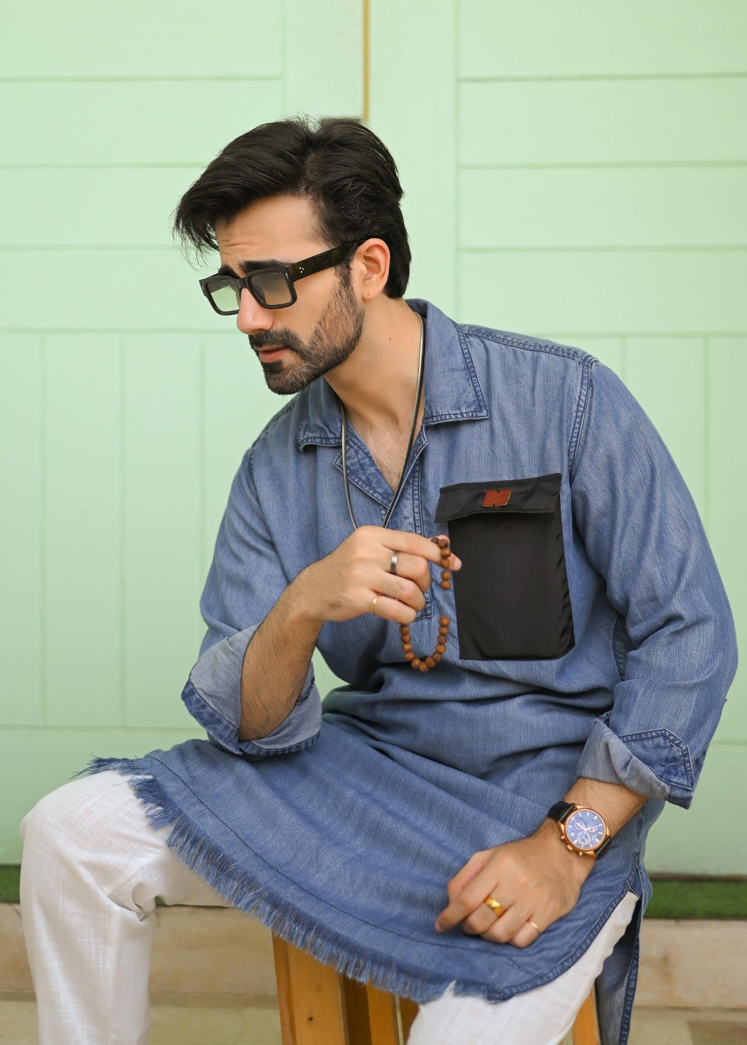 denim Kurta in Blue