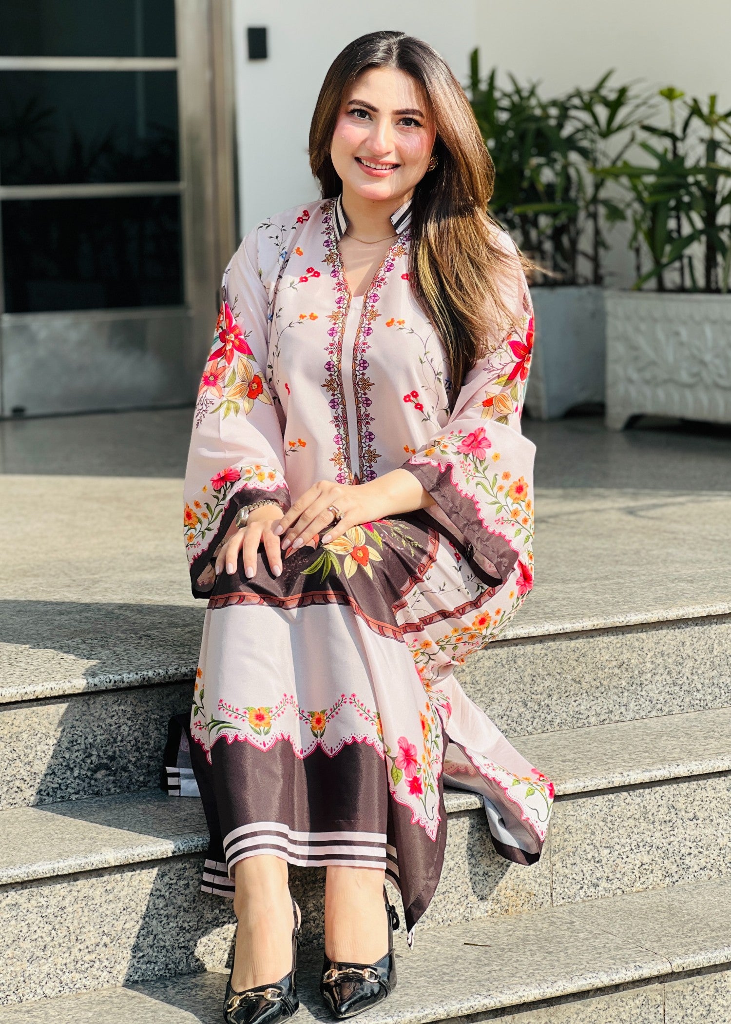 grip Kaftan in Baby pink