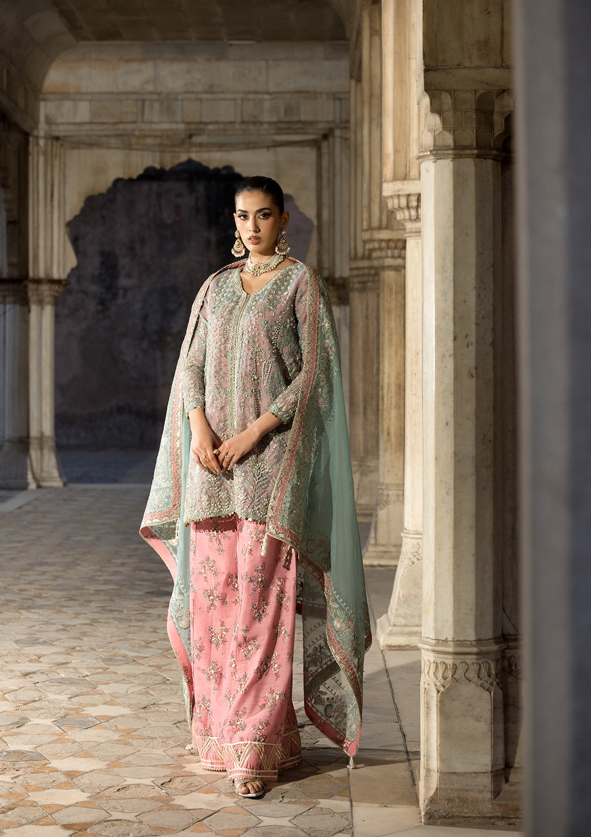 organza Sharara in Pink