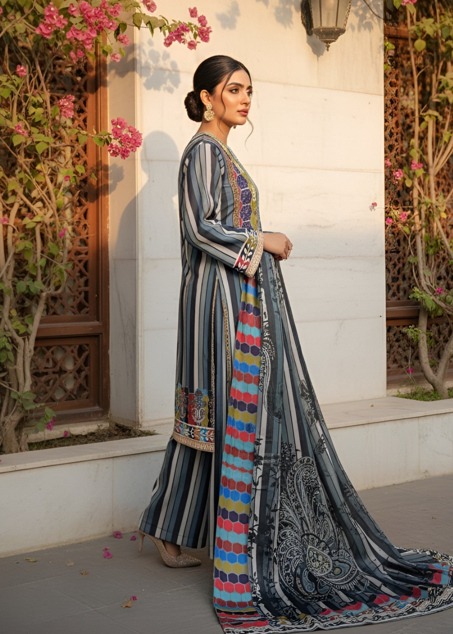 corduroy Kurta Set in Multi