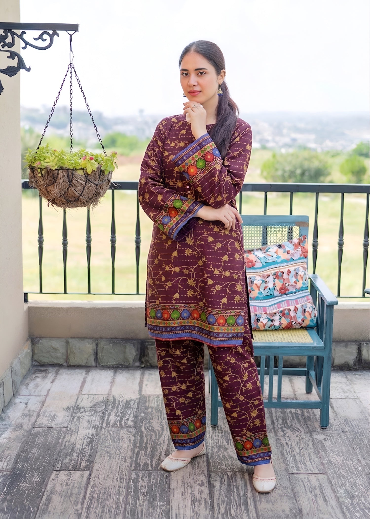 lawn Co Ord Sets in Plum purple