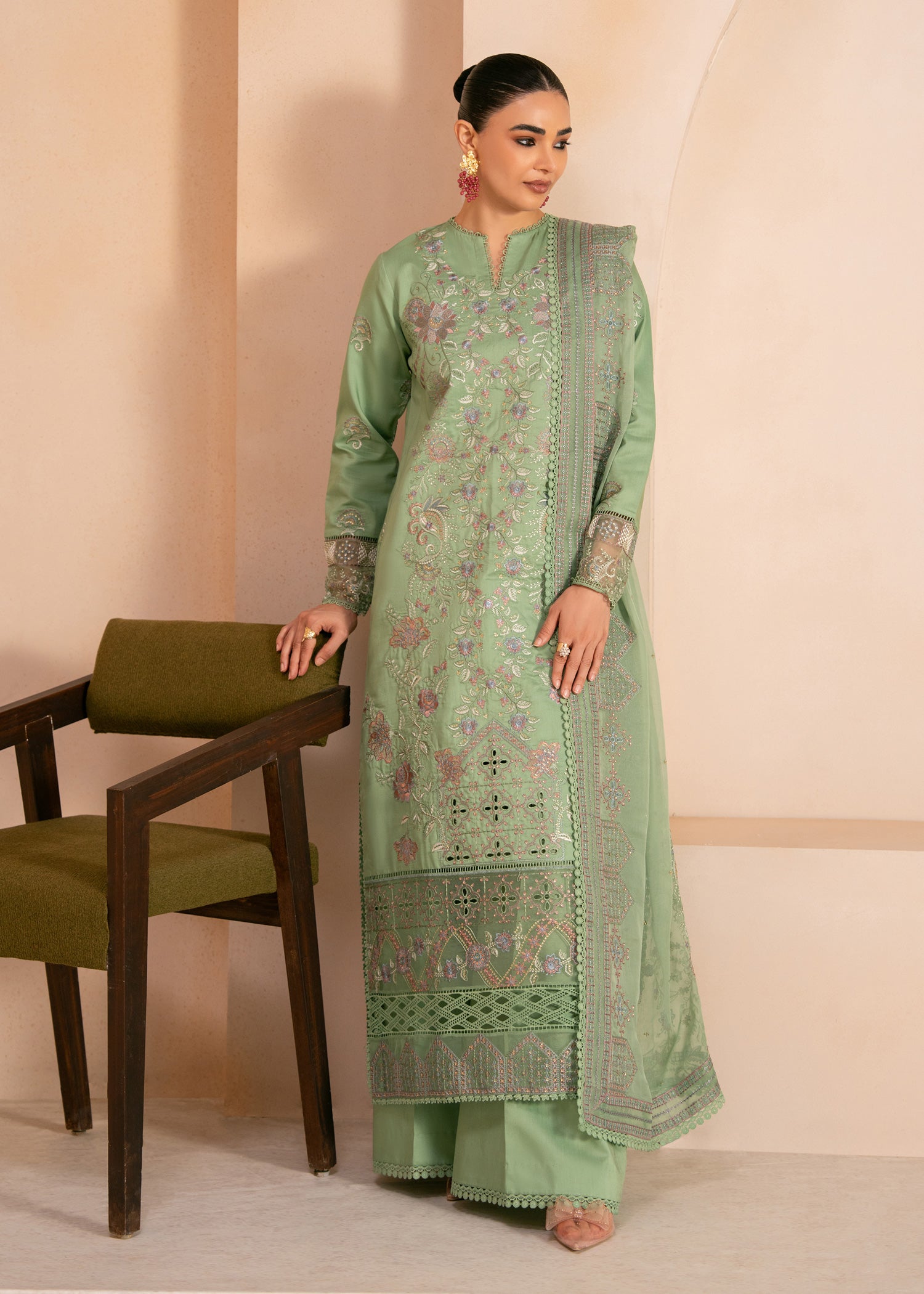 viscose Unstitched in Pistachio green