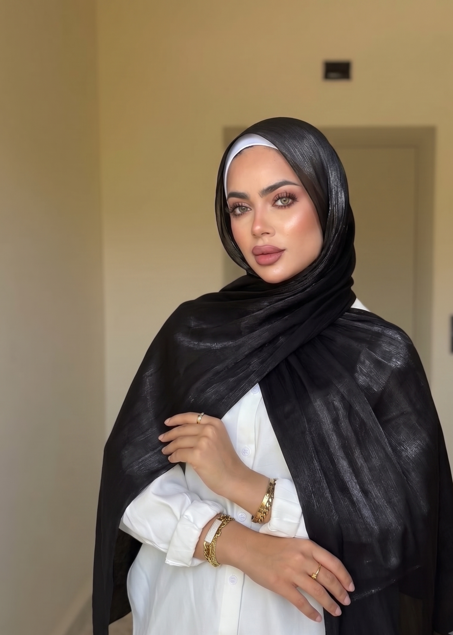 lurex organza Hijab in Black