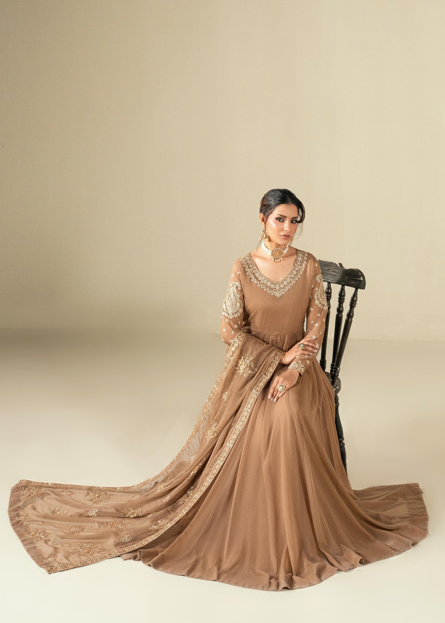 chiffon Maxi in Caramel brown