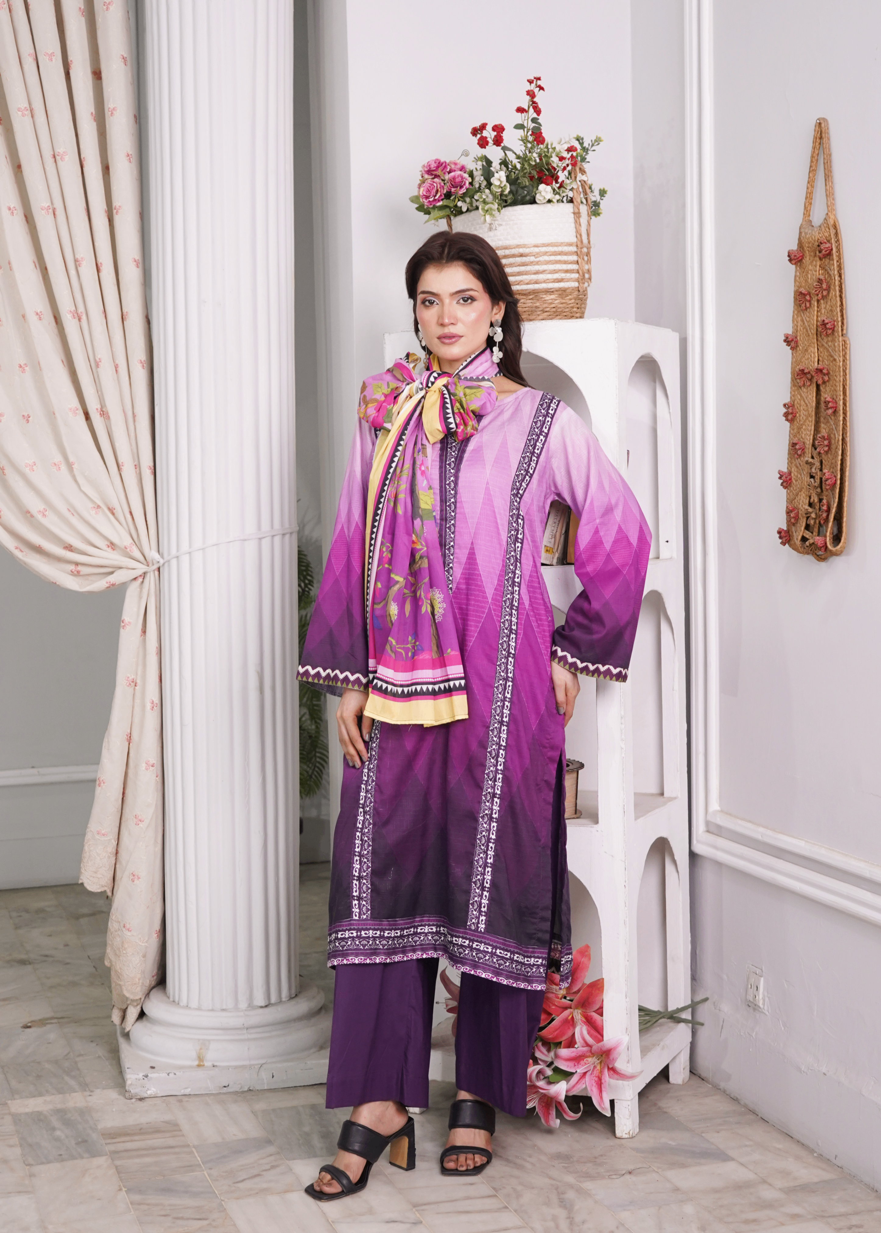 dobby Kurta Set in Orchid