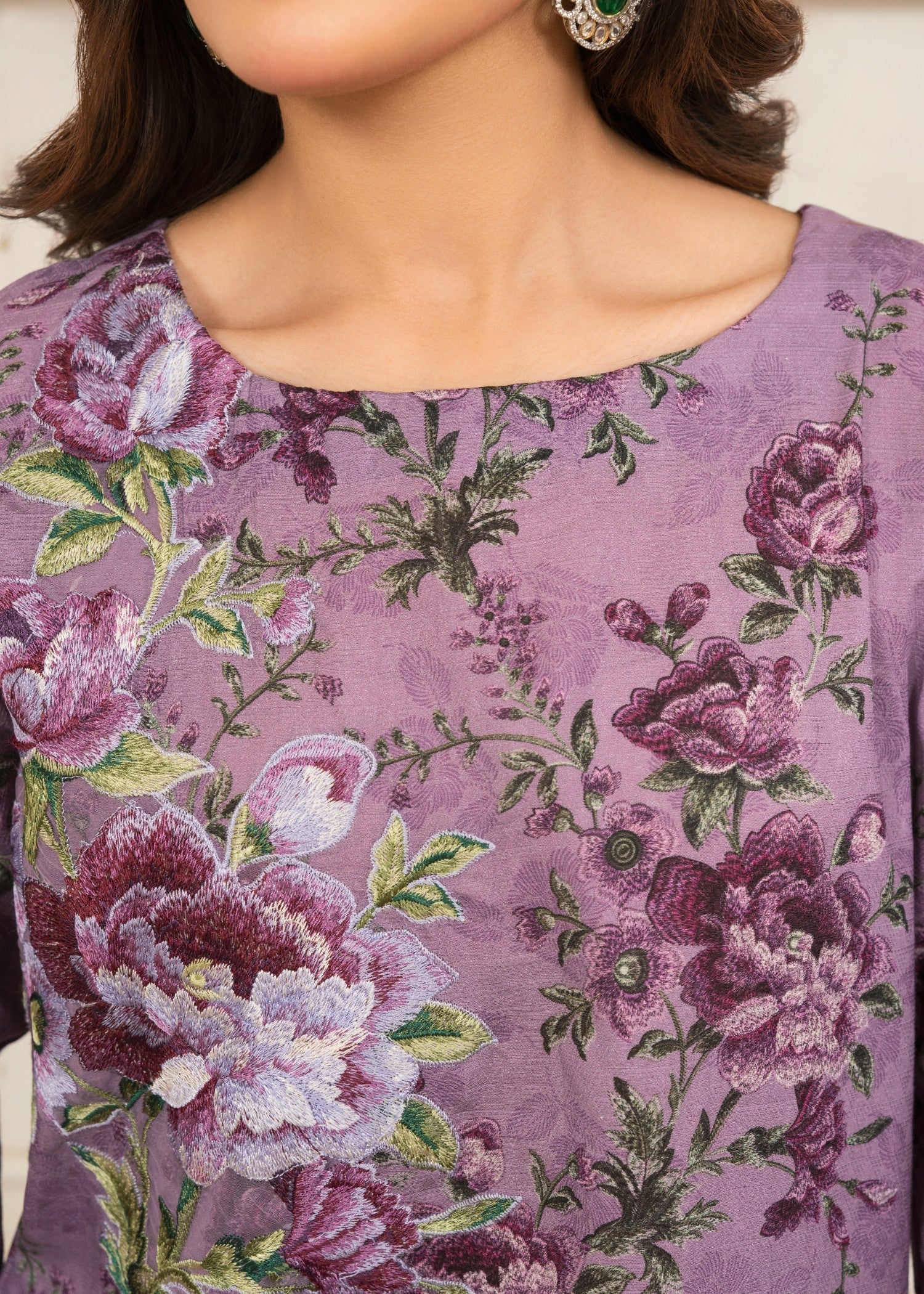 textured lawn Kurta Set in Lavender