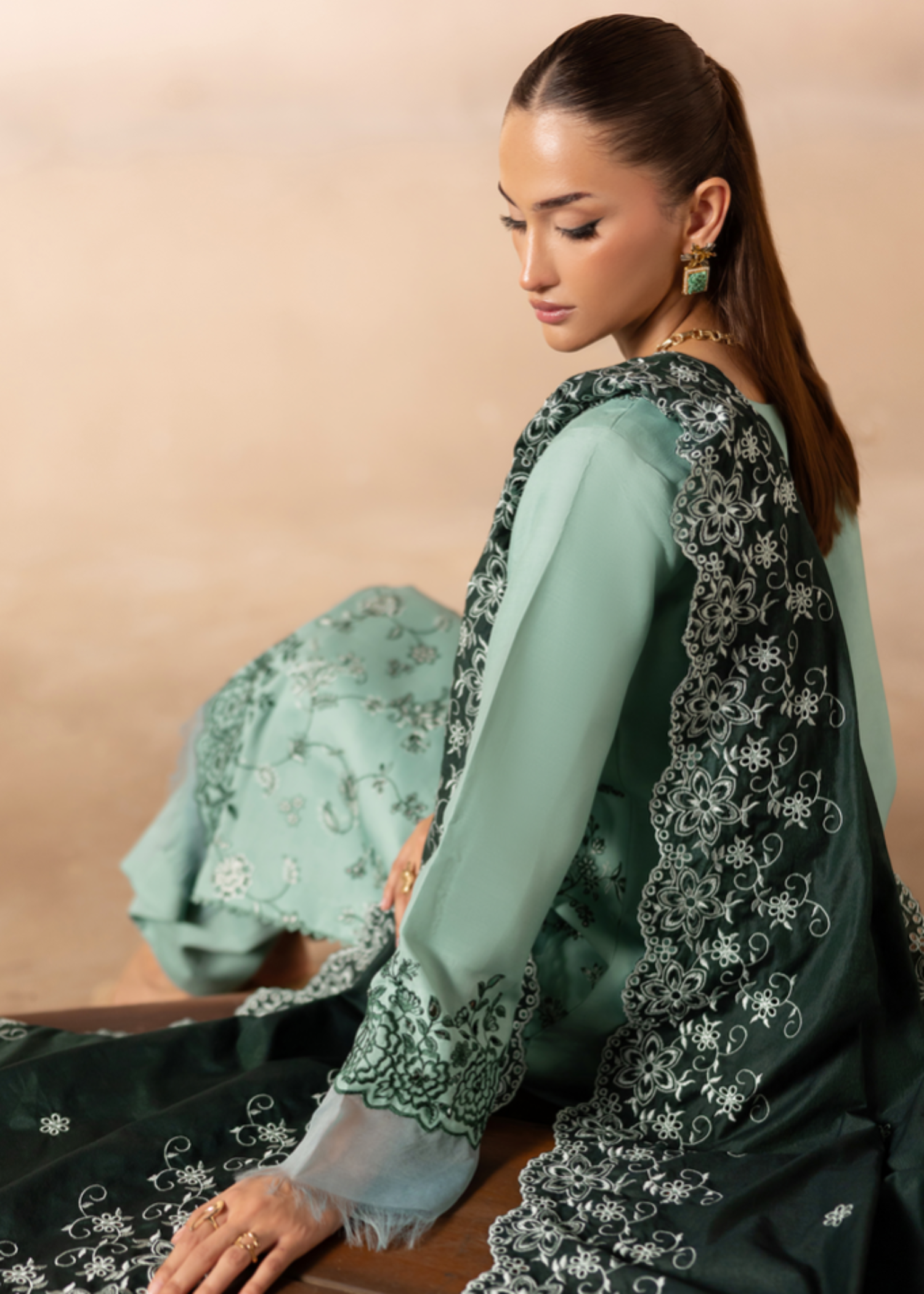 viscose Unstitched in Mint green
