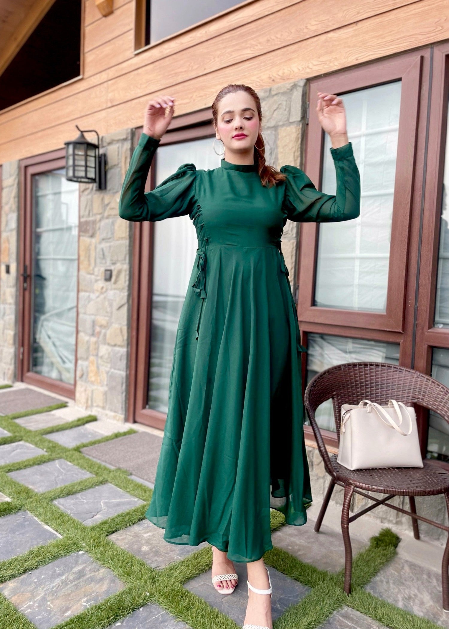 chiffon Frock in Green