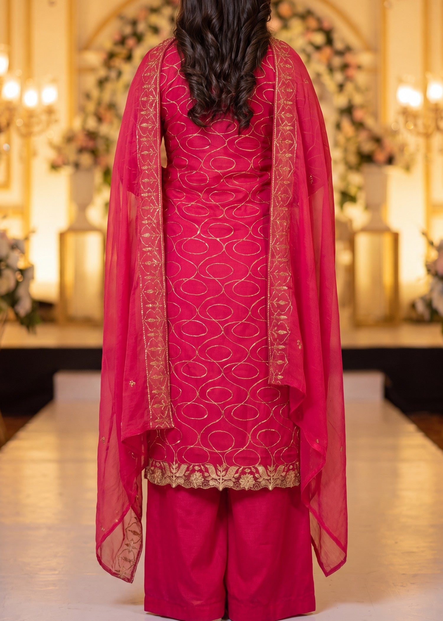 chiffon Unstitched in Hot pink
