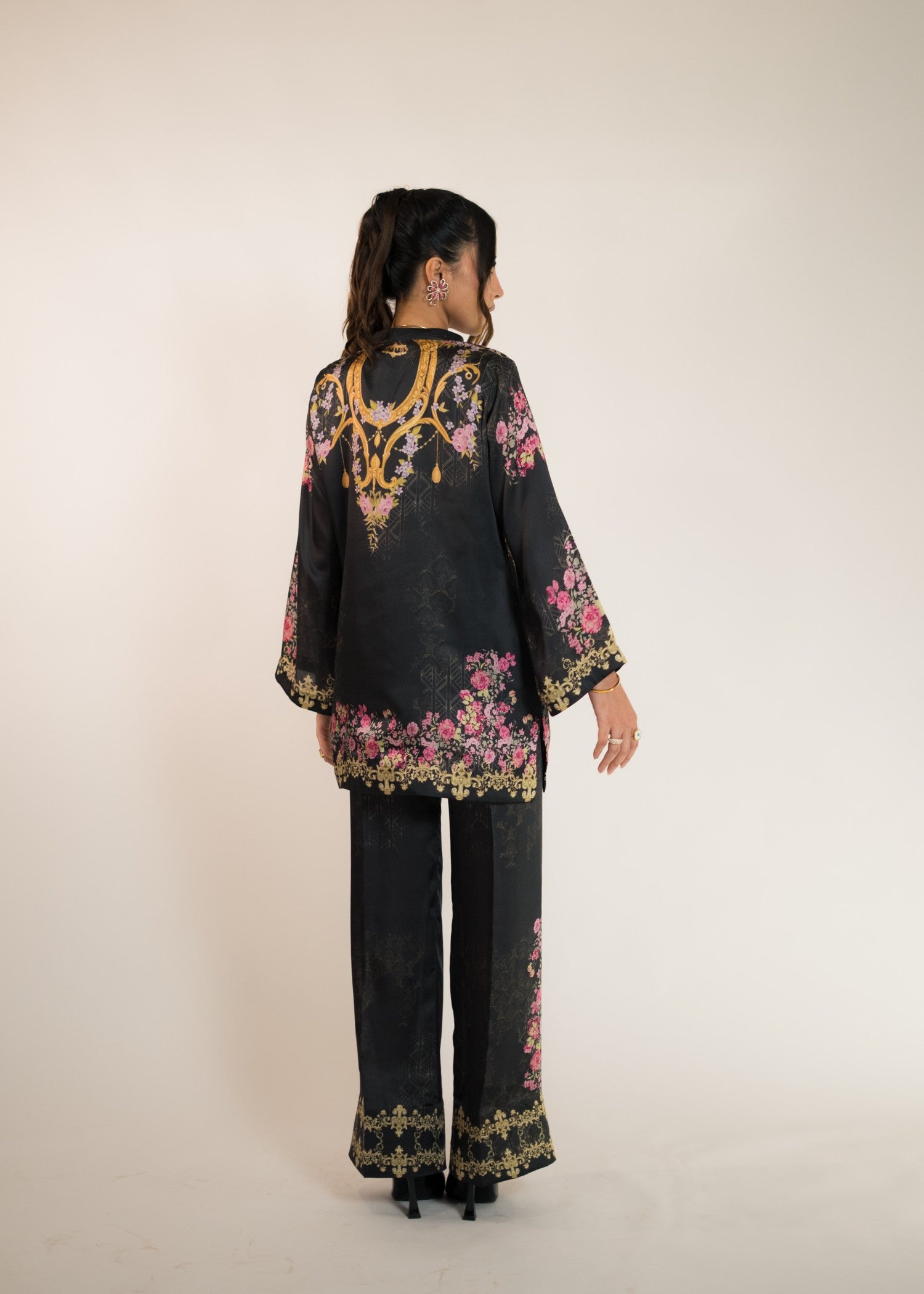silk charmeuse Co ord Sets in Black