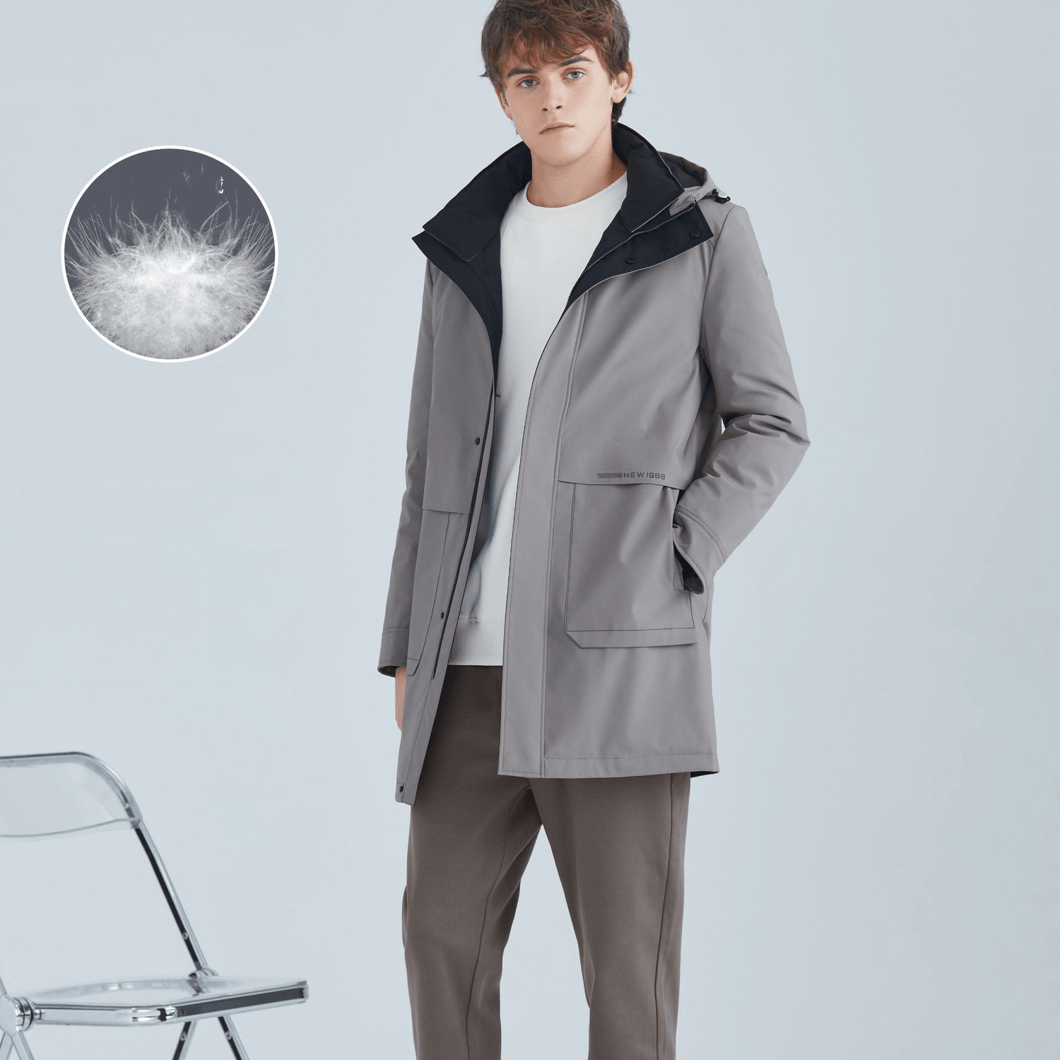 Fashion White Duck down Hooded down Jacket Men