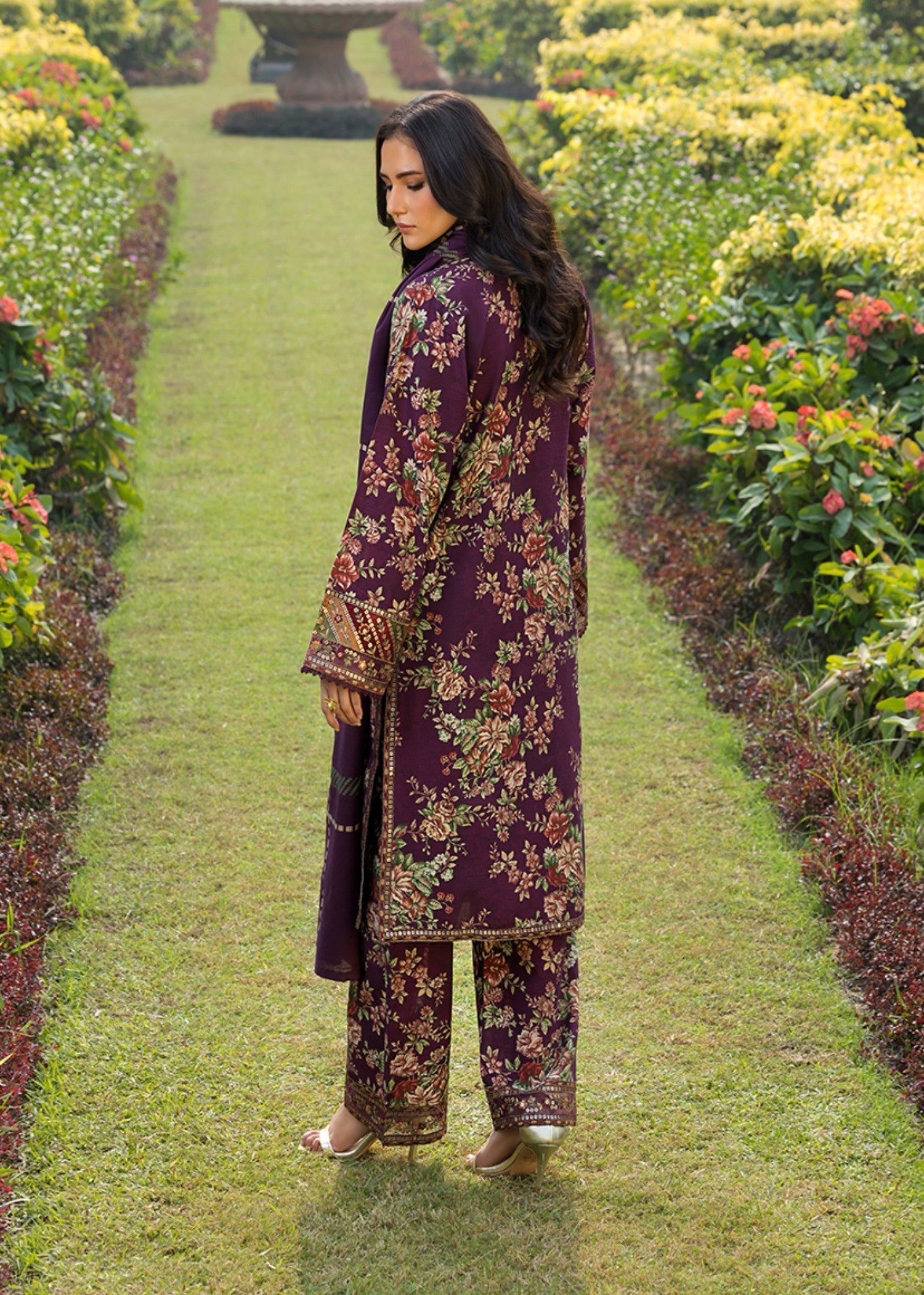 khaddar Kurta Set in Purple