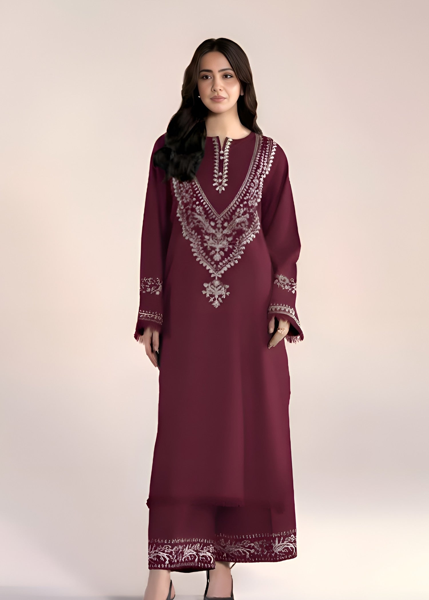 linen Kurta Set in Cinnamon brown
