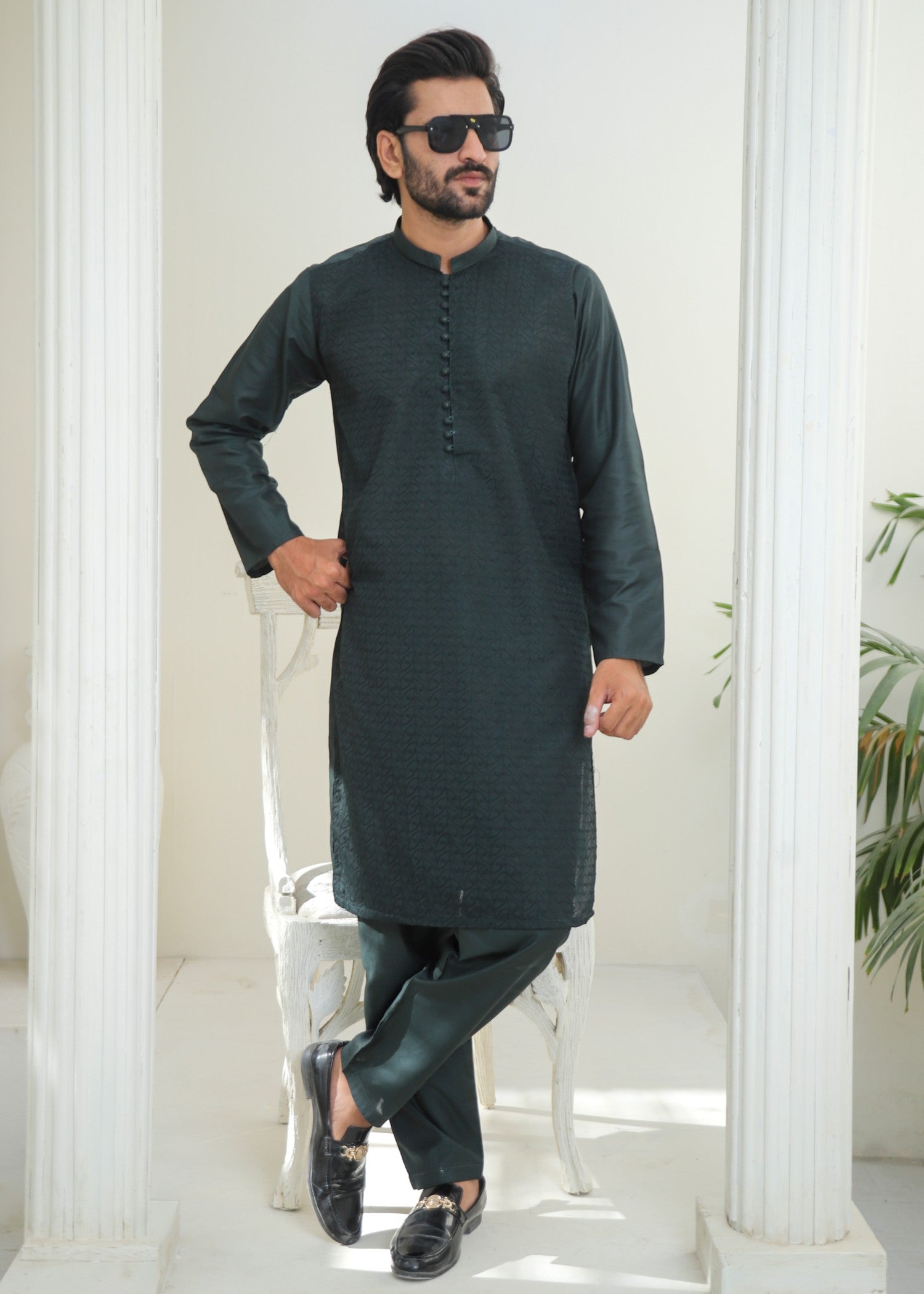 wash & wear Kurta Set in Raven grey