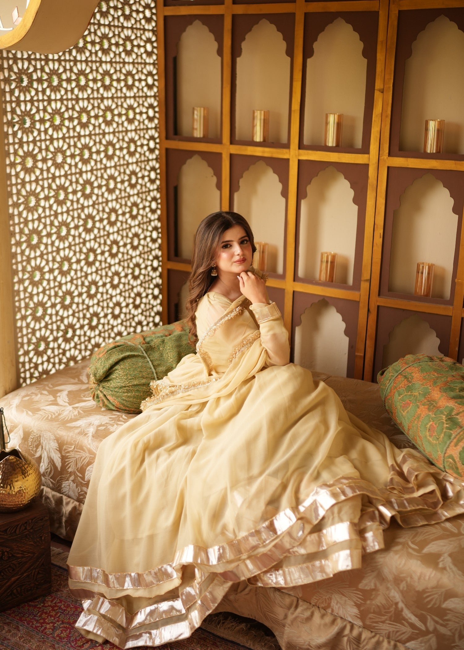 bemberg crinkle chiffon Maxi in Gold