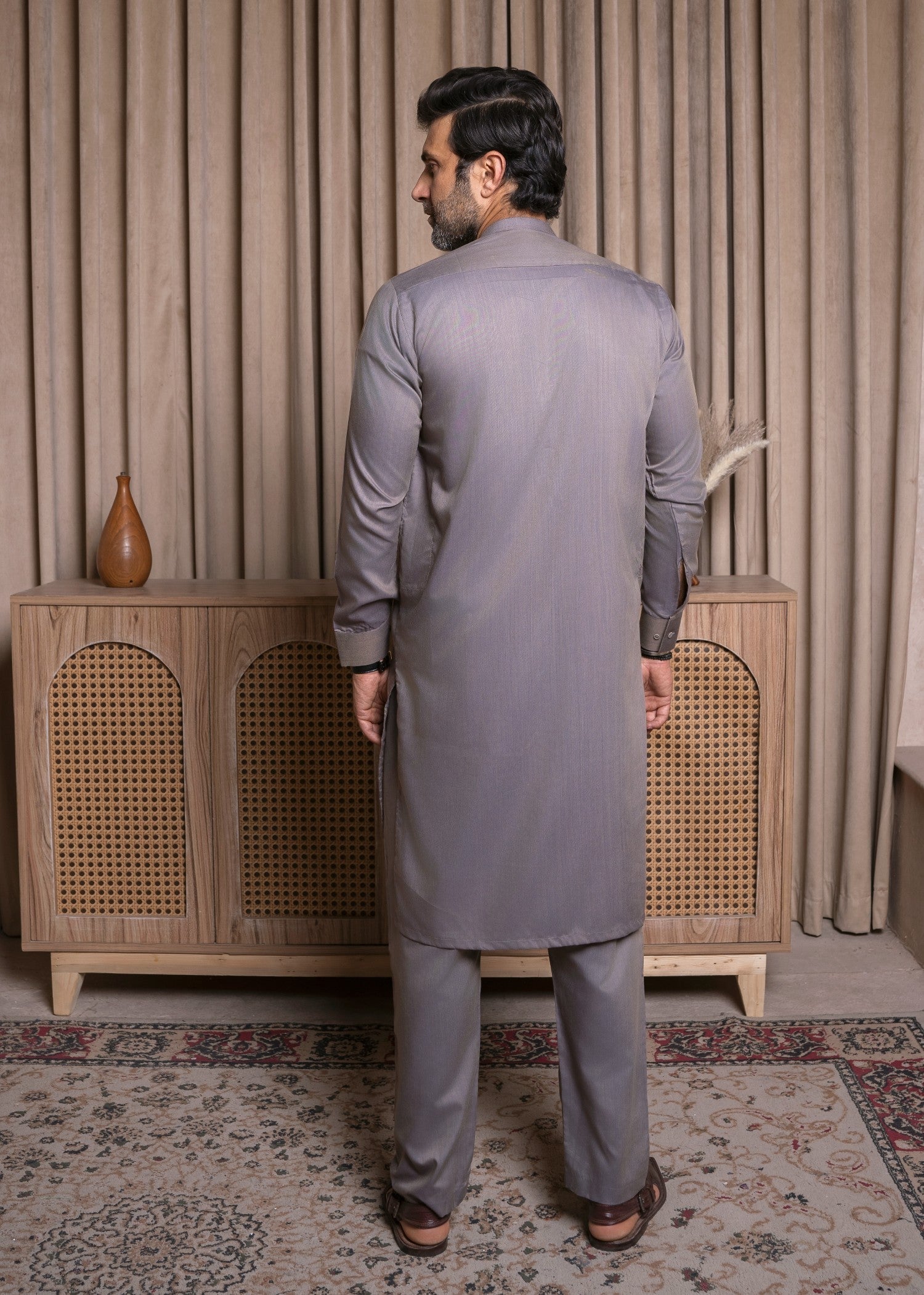 wash & wear Shalwar Kameez in Grey by Safari Club
