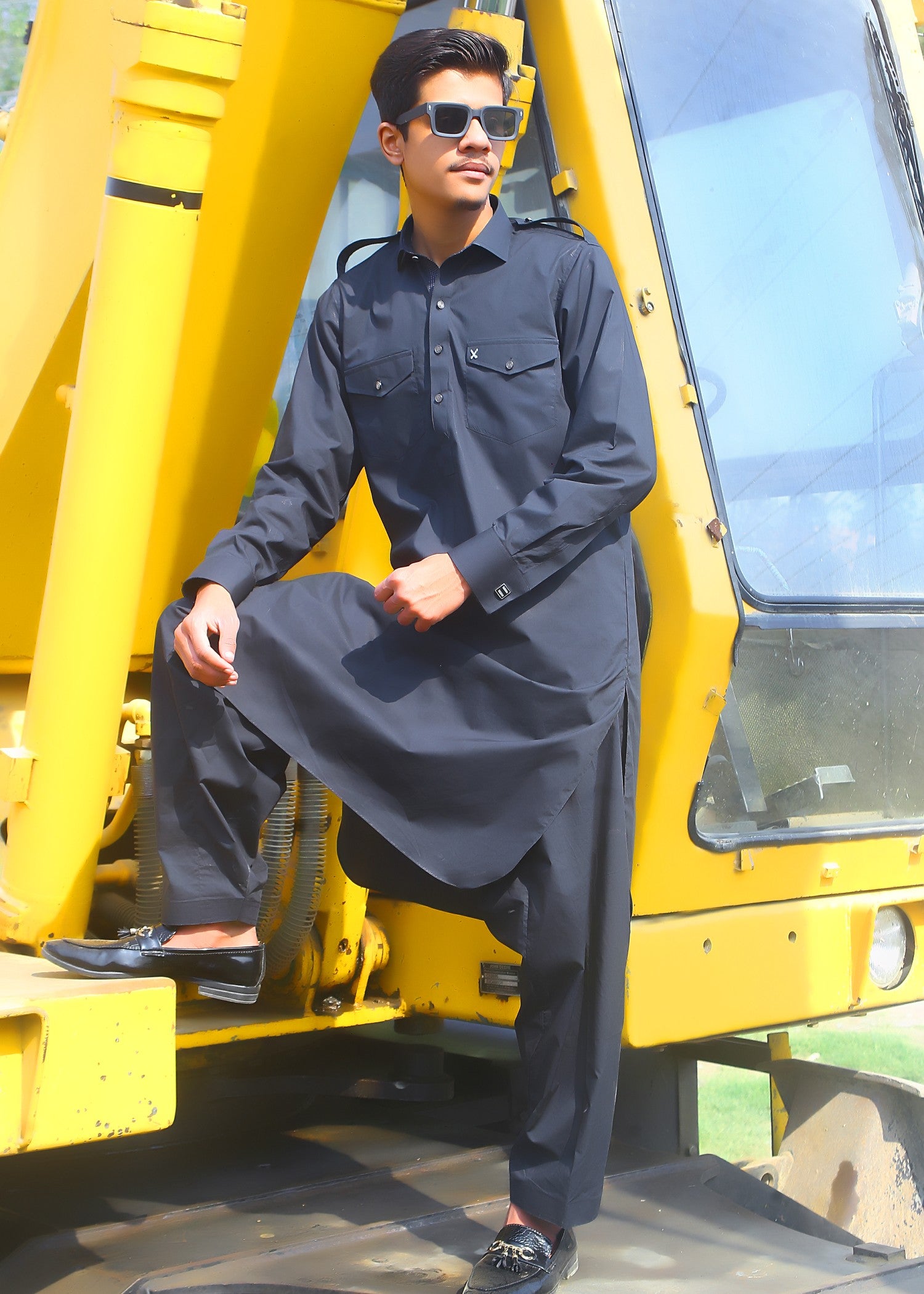 cotton Shalwar Kameez in Jet black