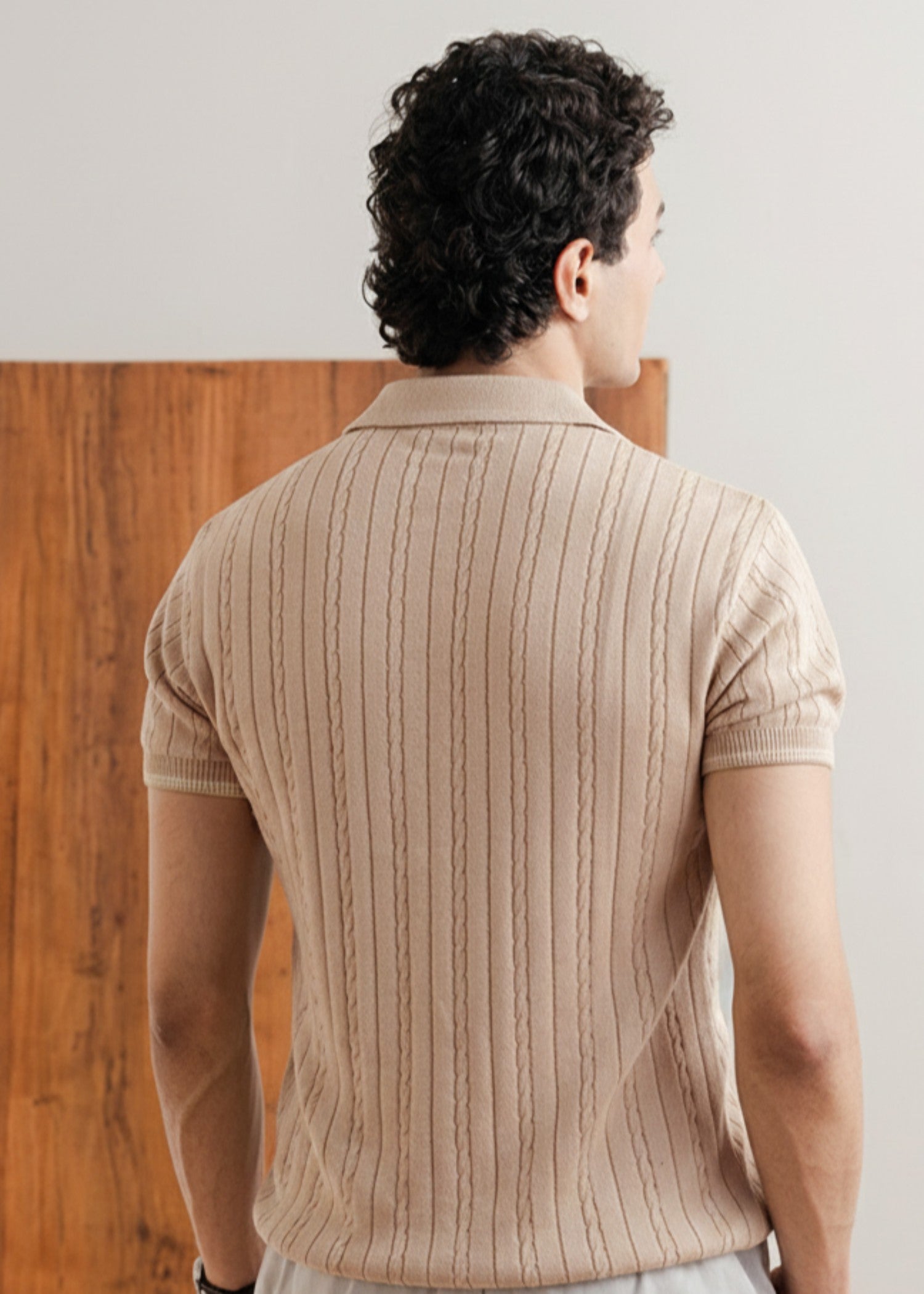 cotton Polo Shirt in Apricot orange