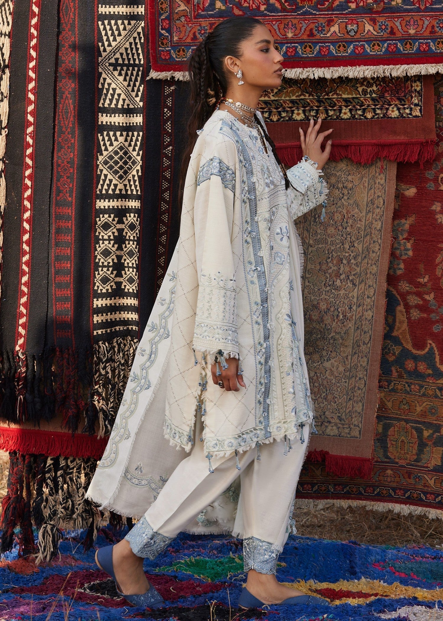 khaddar Unstitched in Off-white