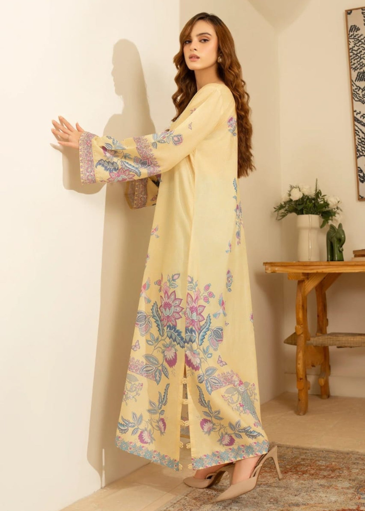 blended cambric Kaftan in Butter