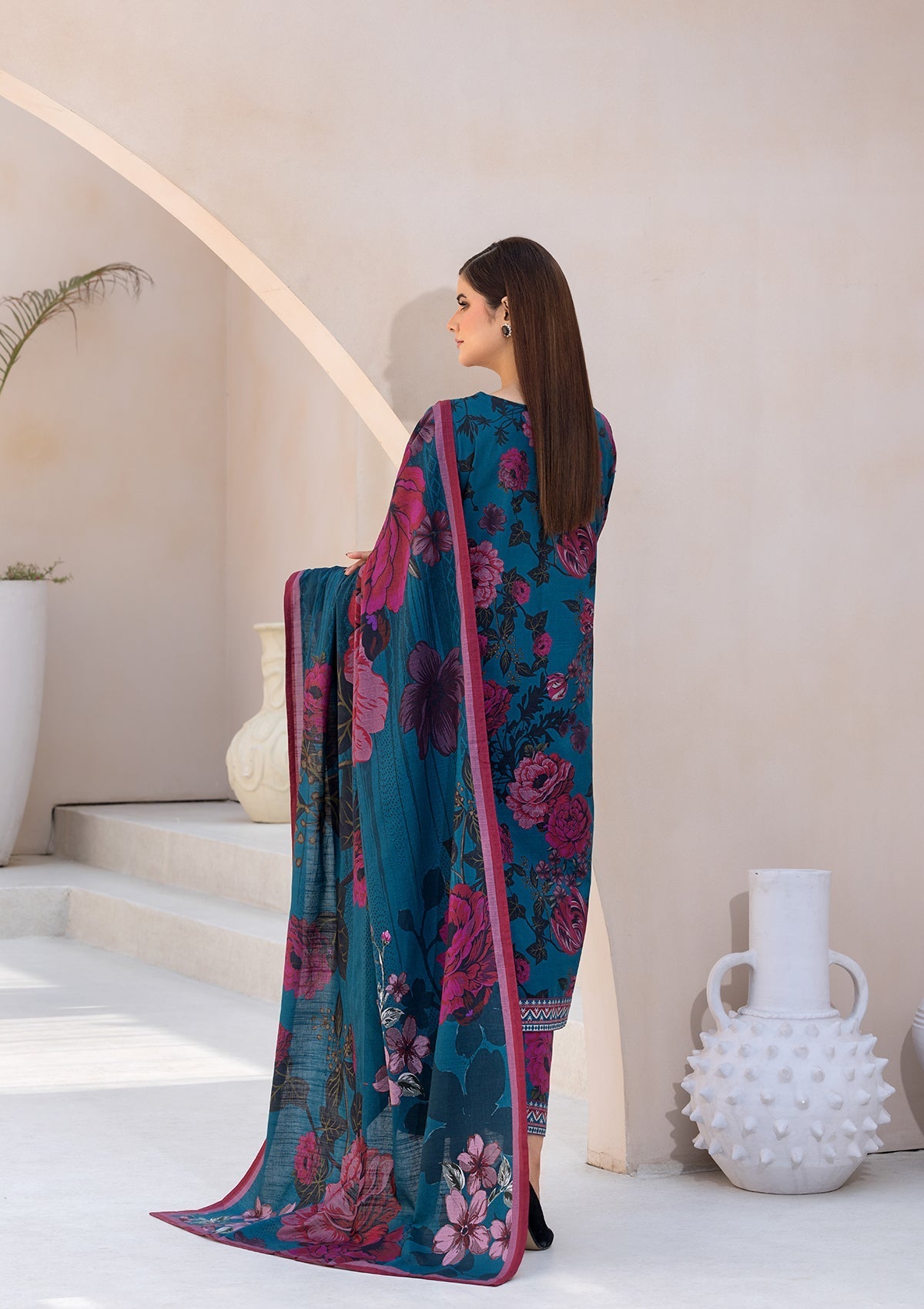 khaddar Kurta Set in Ocean blue