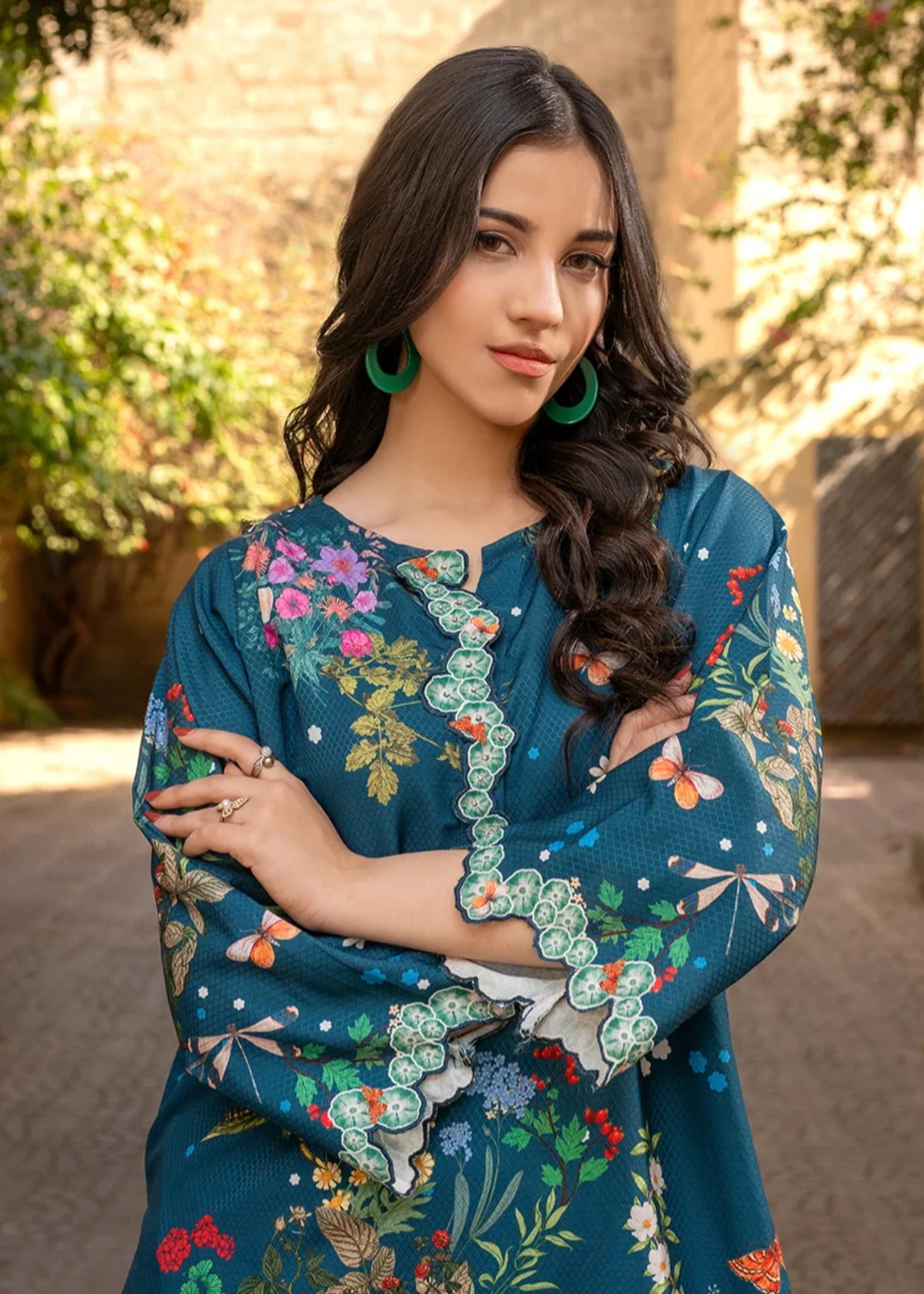 herringbone Kurta Set in Teal