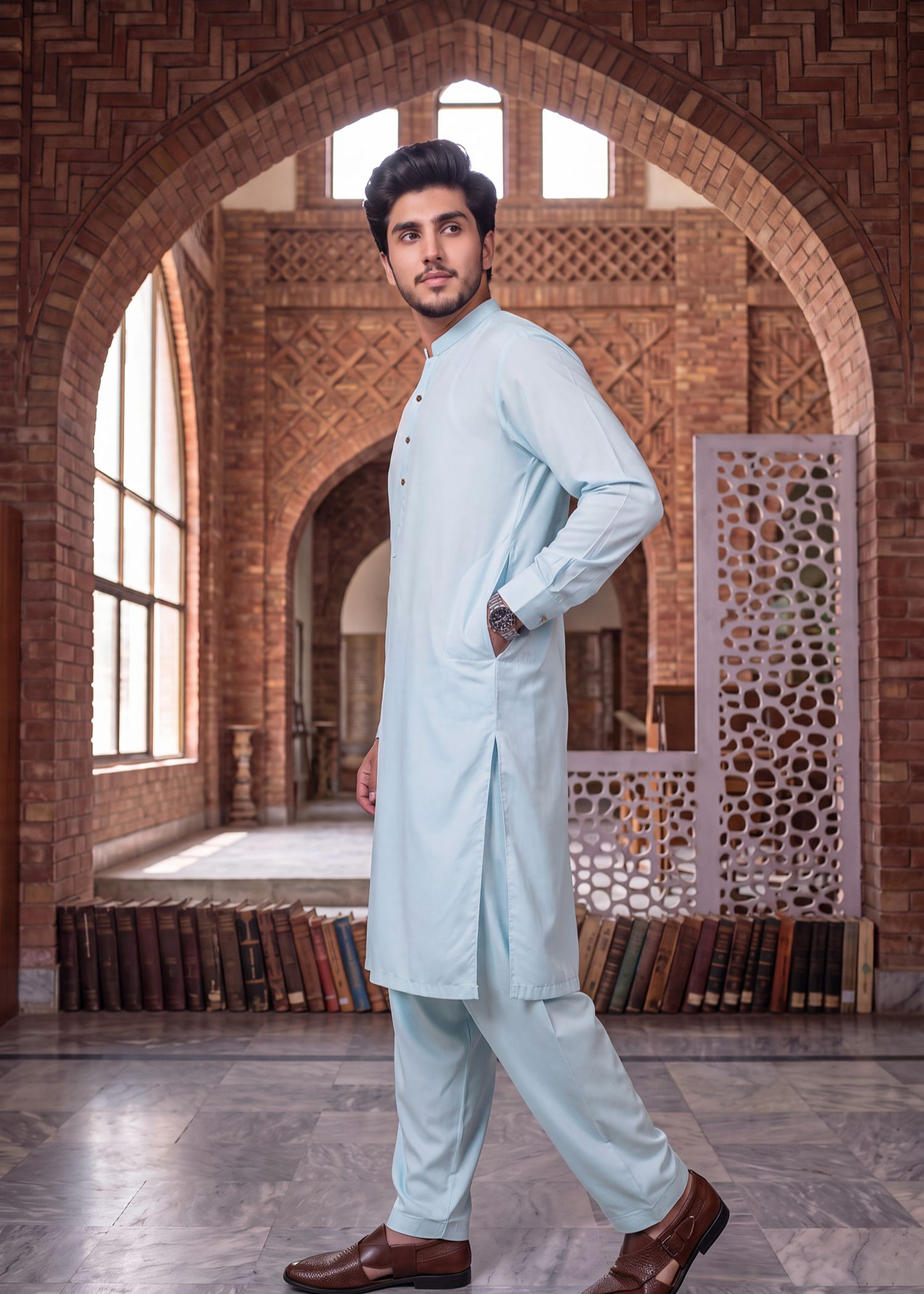 wash & wear Shalwar Kameez in Light blue