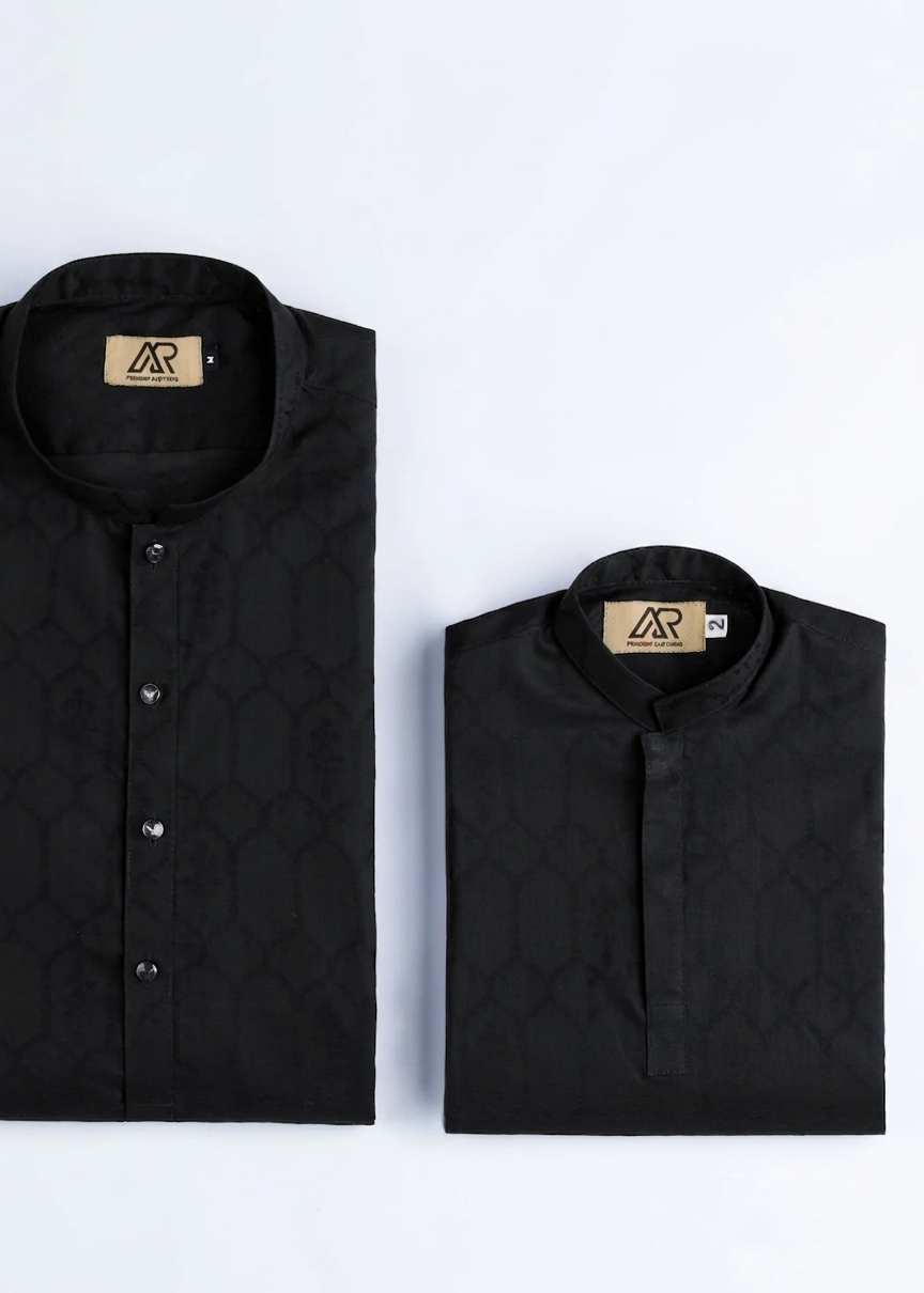jacquard Kurta in Black