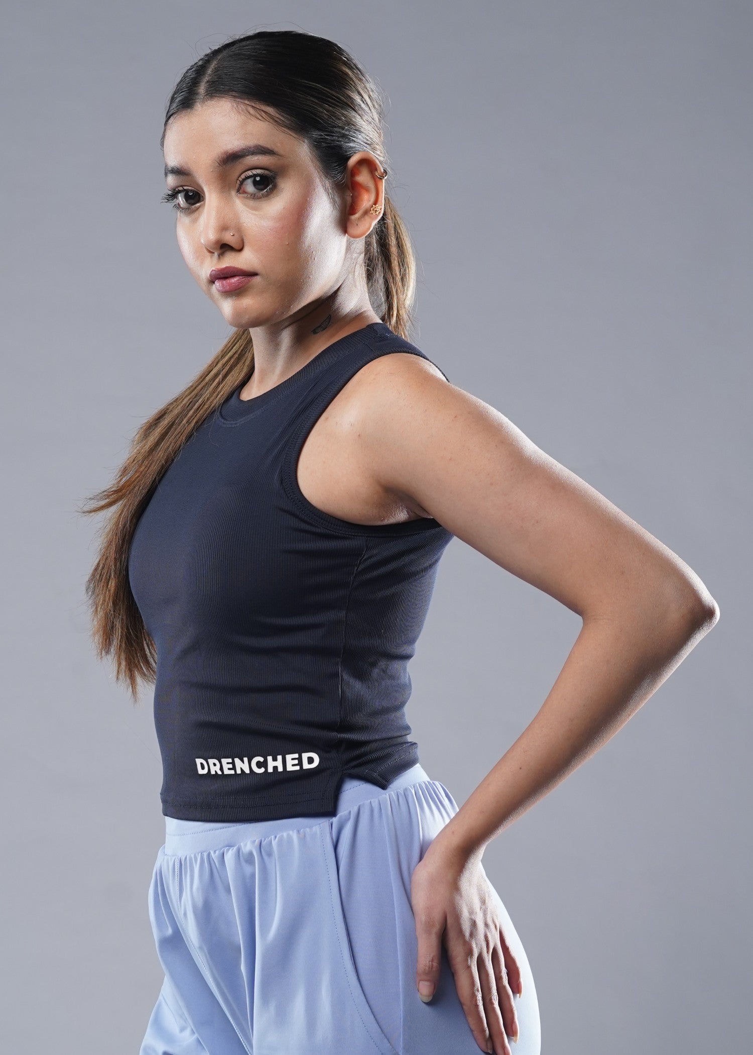 polyester nylon Tank Top in Navy blue
