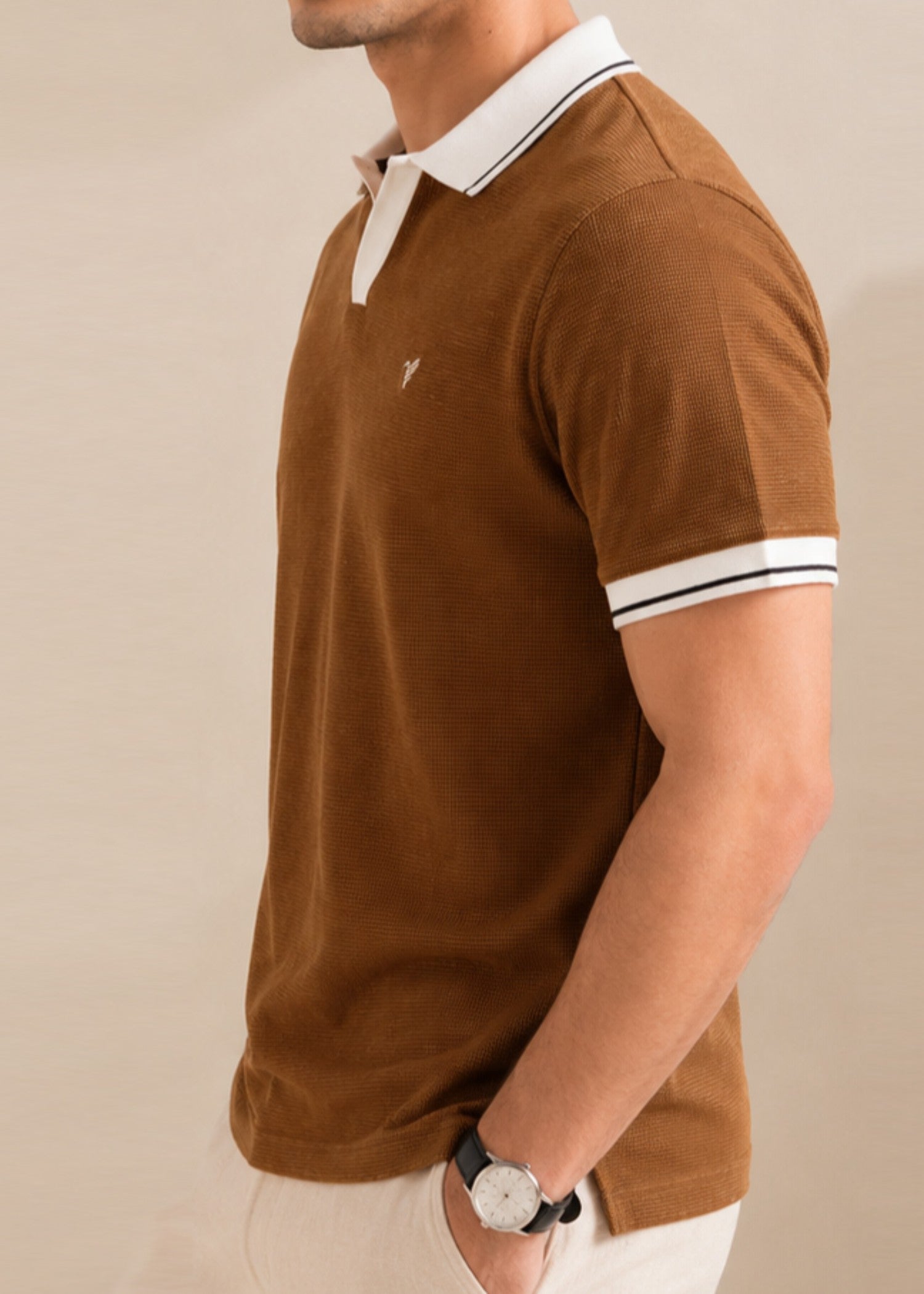cotton Polo Shirt in Coffee brown