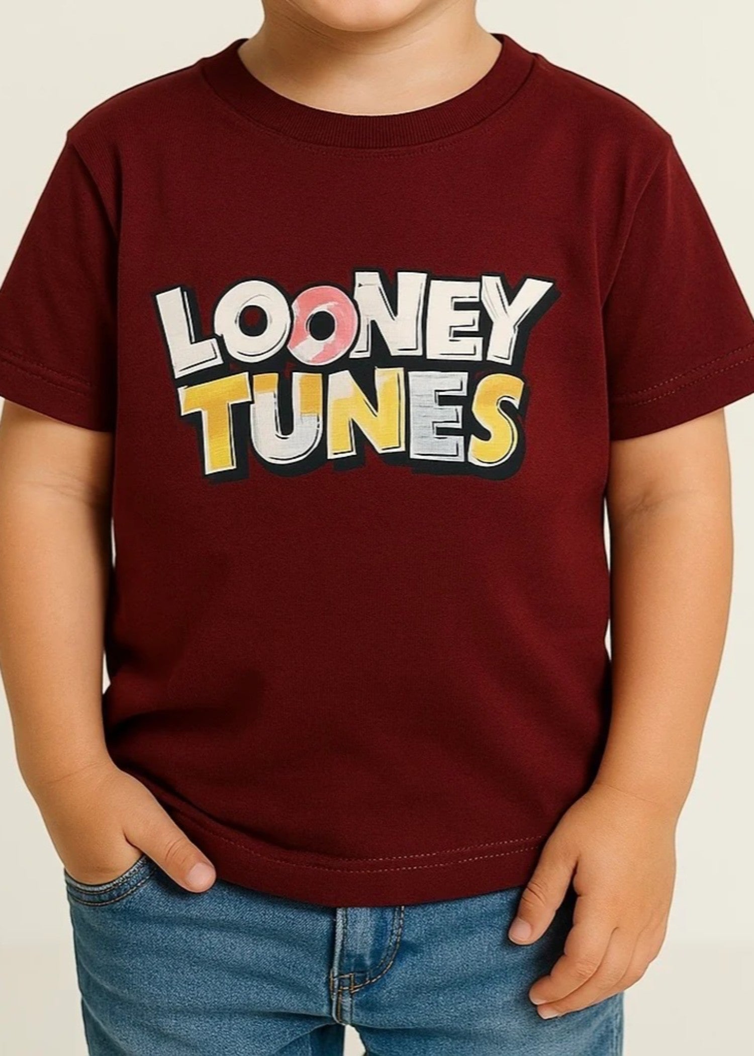 single jersey knit T Shirt in Maroon
