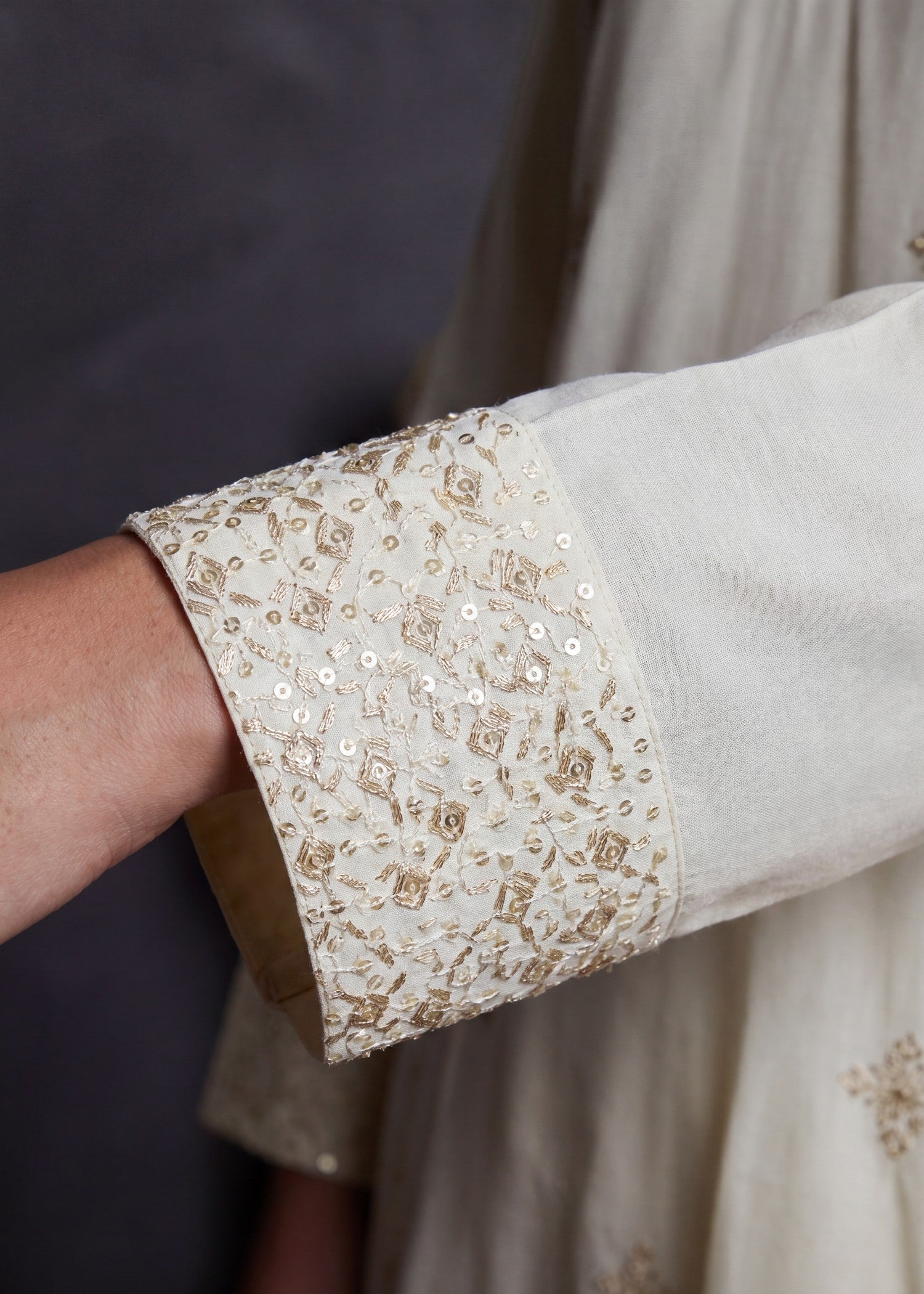 dhanak Kurta Set in Ivory