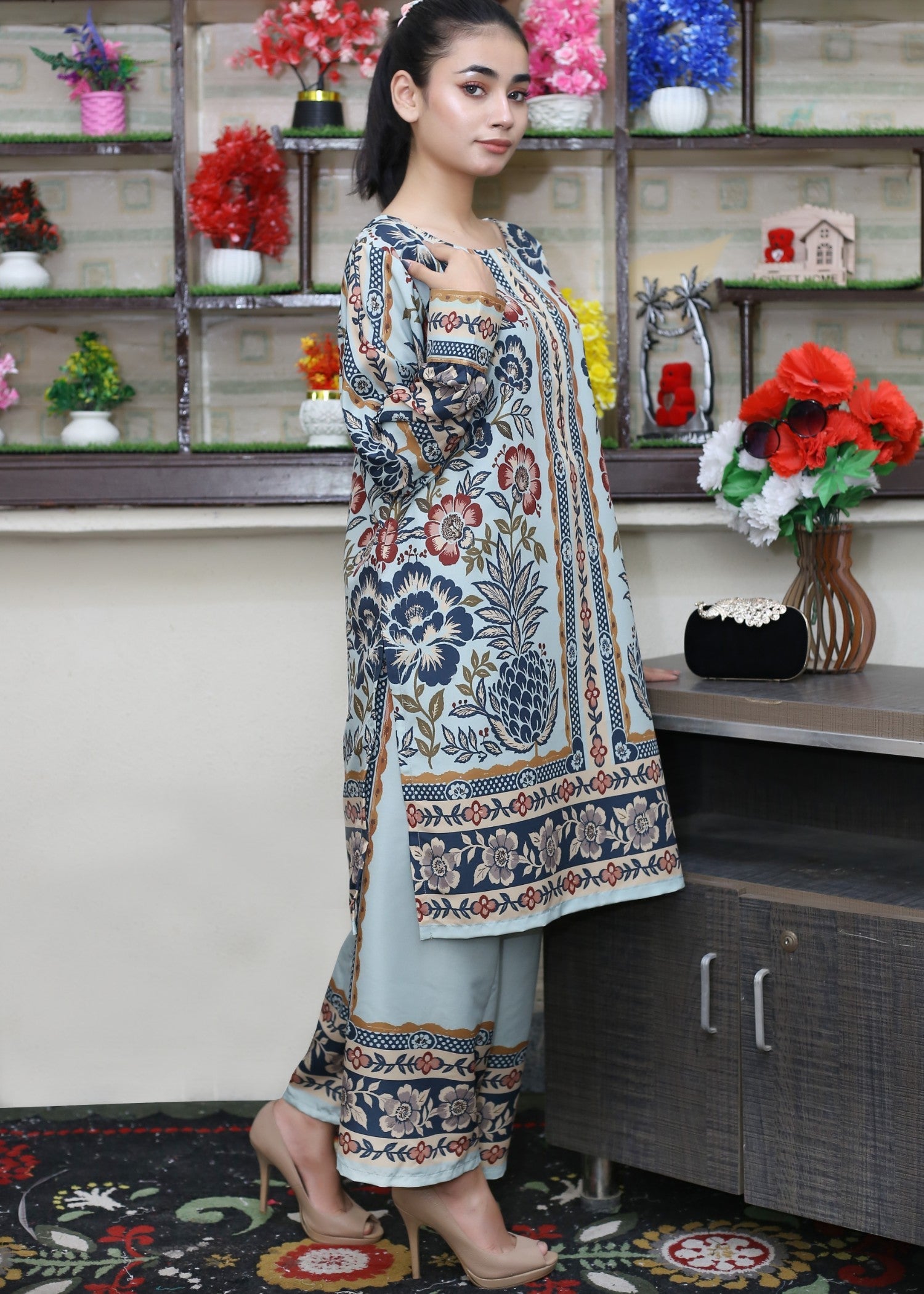 poly lawn Co Ord Sets in Frost blue
