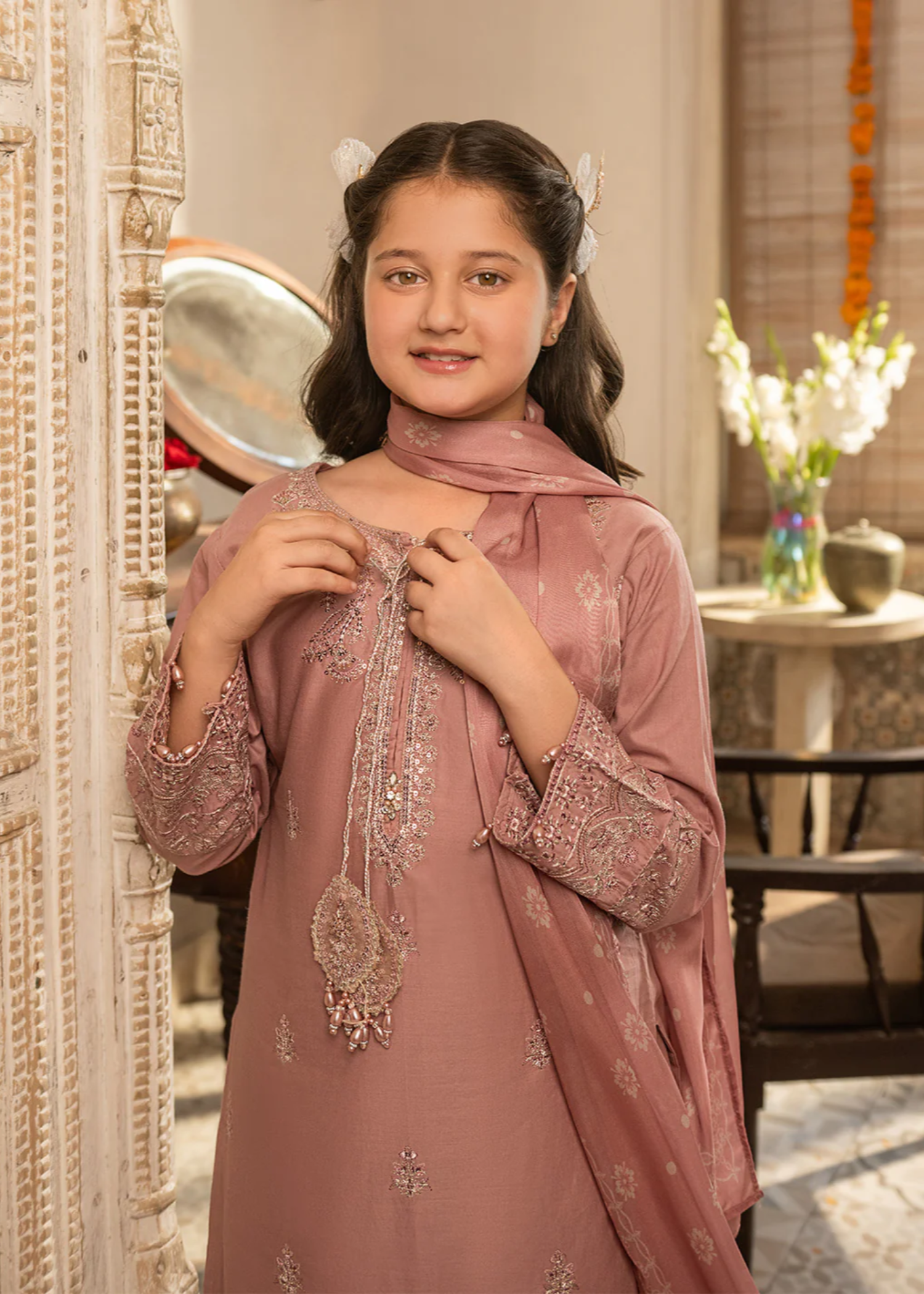 cotton Sharara in Peach pink