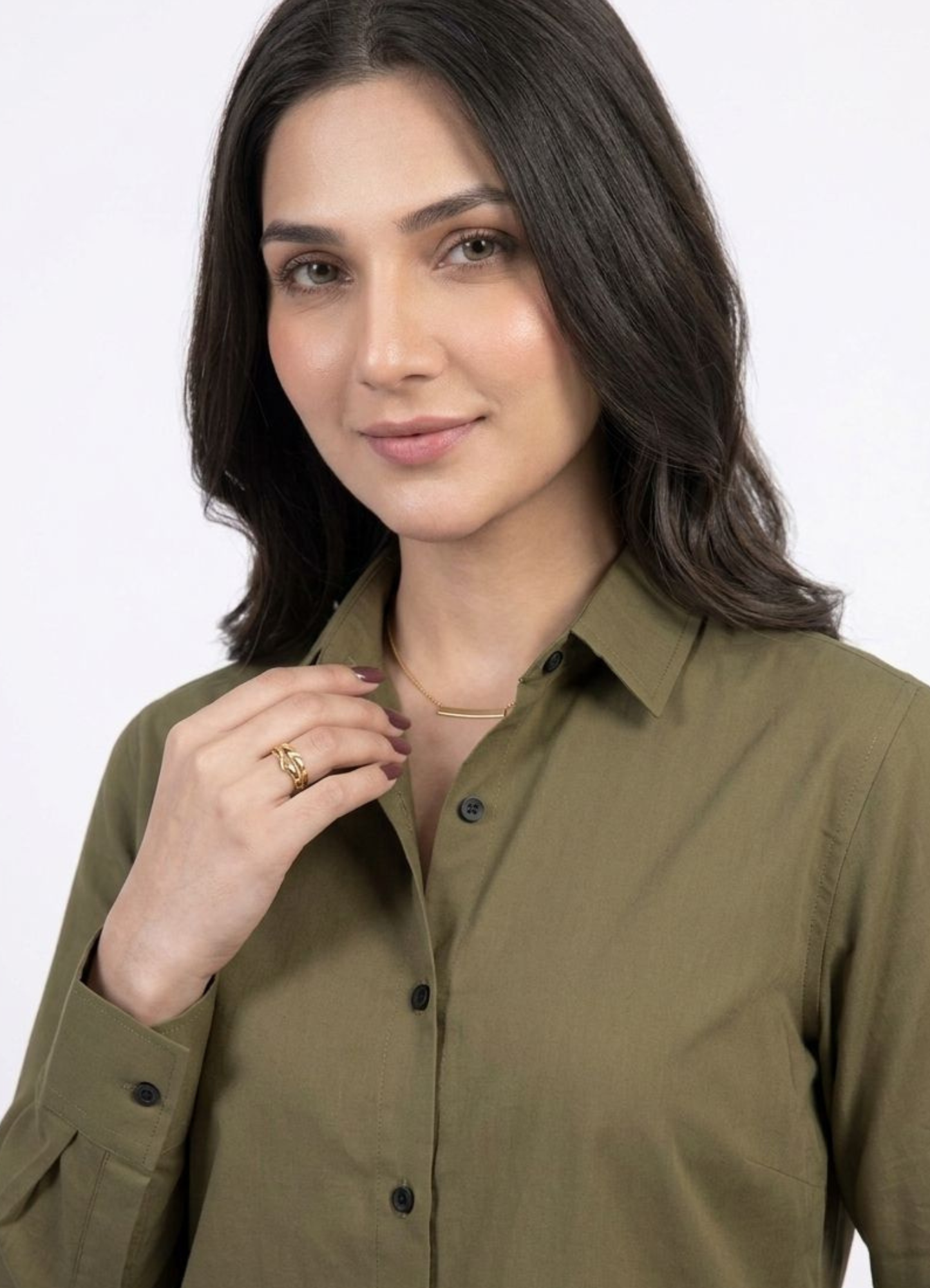 cotton silk Top in Olive green