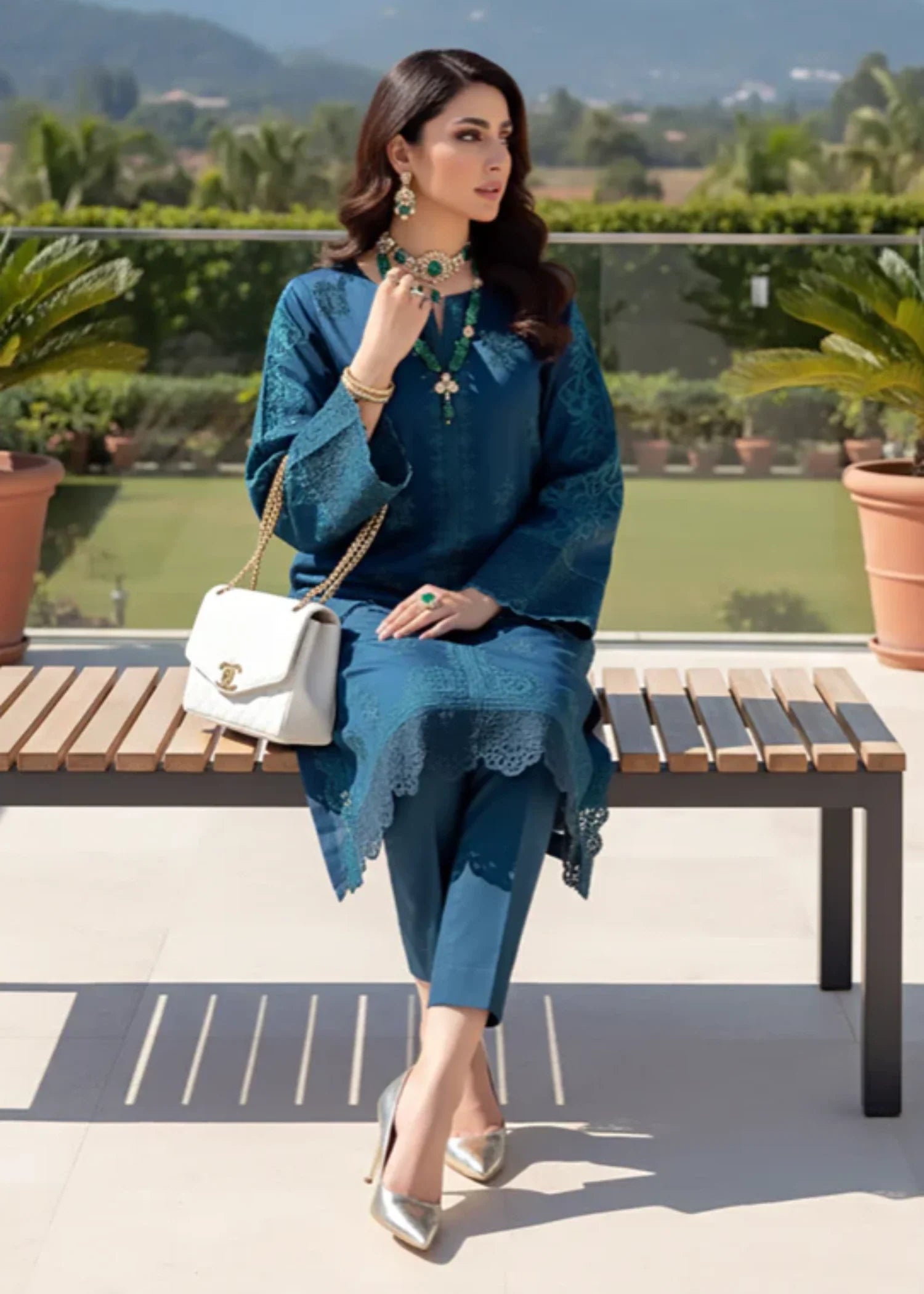cotton net Kurta Set in Blue