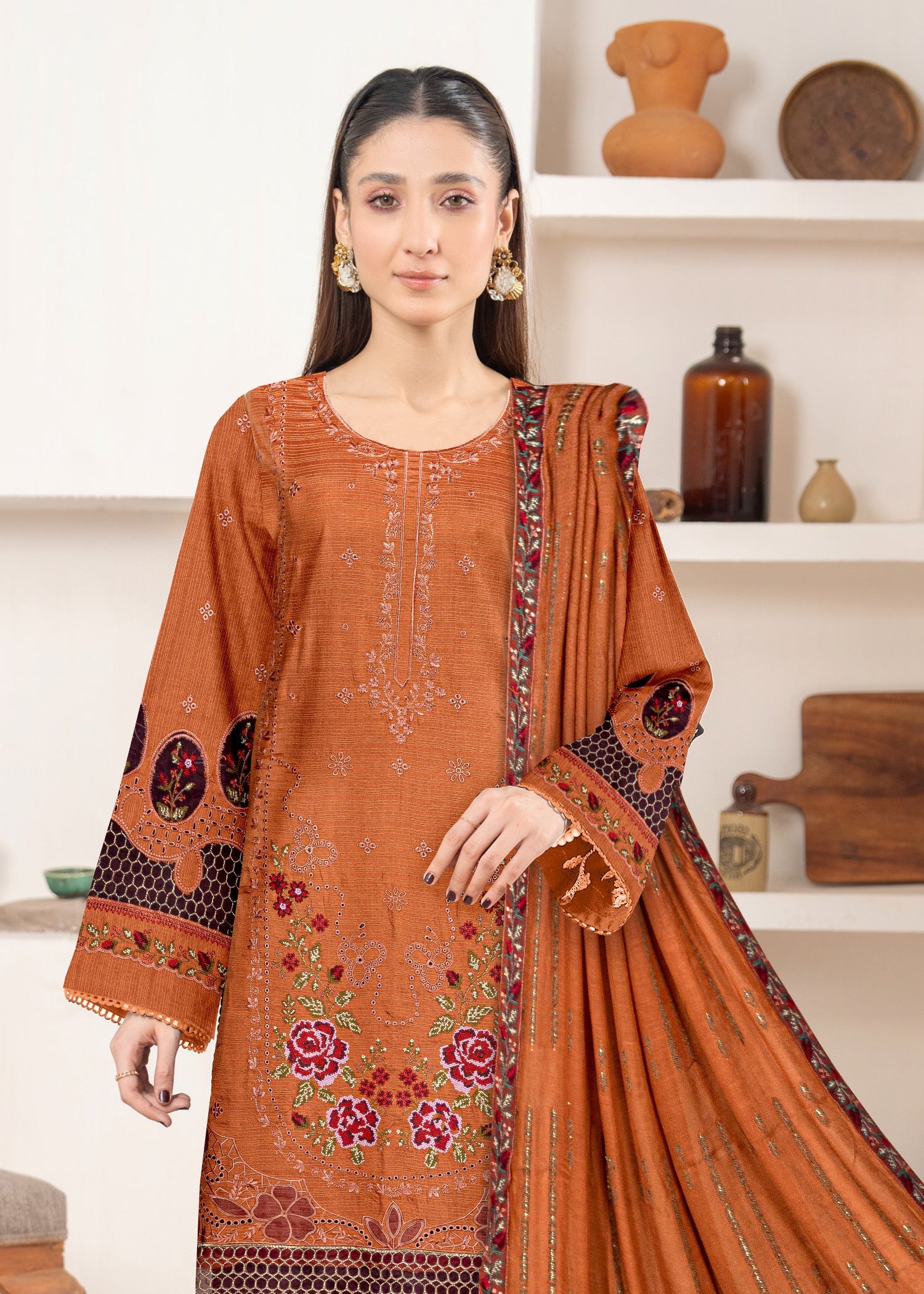 viscose Unstitched in Bronze orange