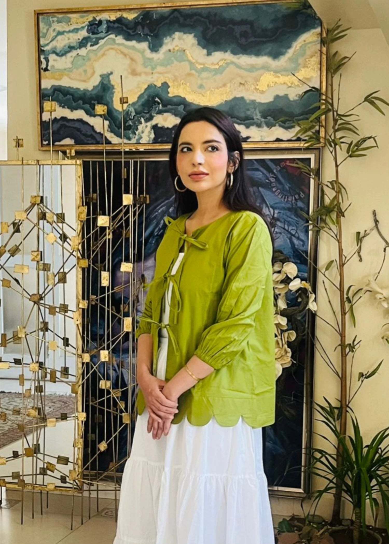 cotton Top in Apple green