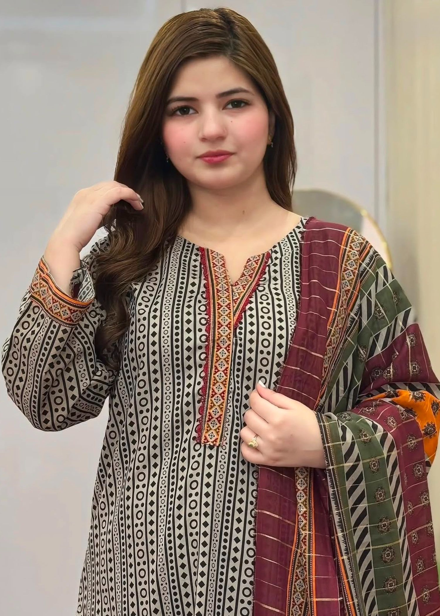 poly grip Kurta Set in Stone grey